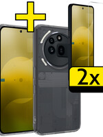 LUQ LUQ Nothing Phone (3a) Pro Hoesje Siliconen Met 2x Screenprotector - Transparant