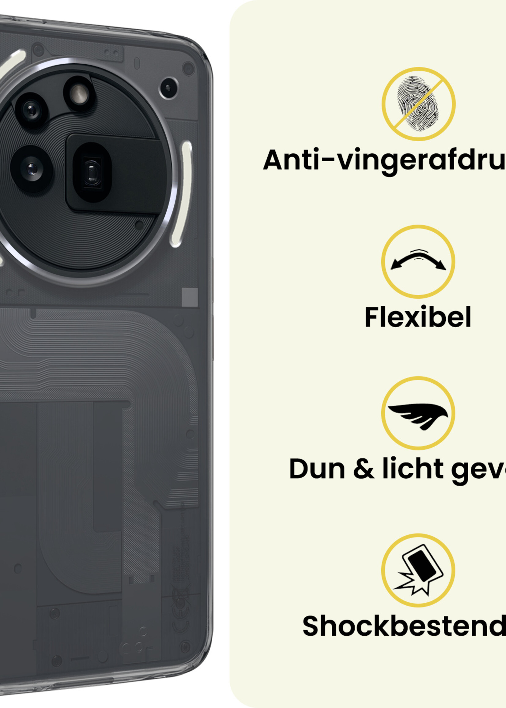 LUQ LUQ Nothing Phone (3a) Pro Hoesje Siliconen Met 2x Screenprotector - Transparant