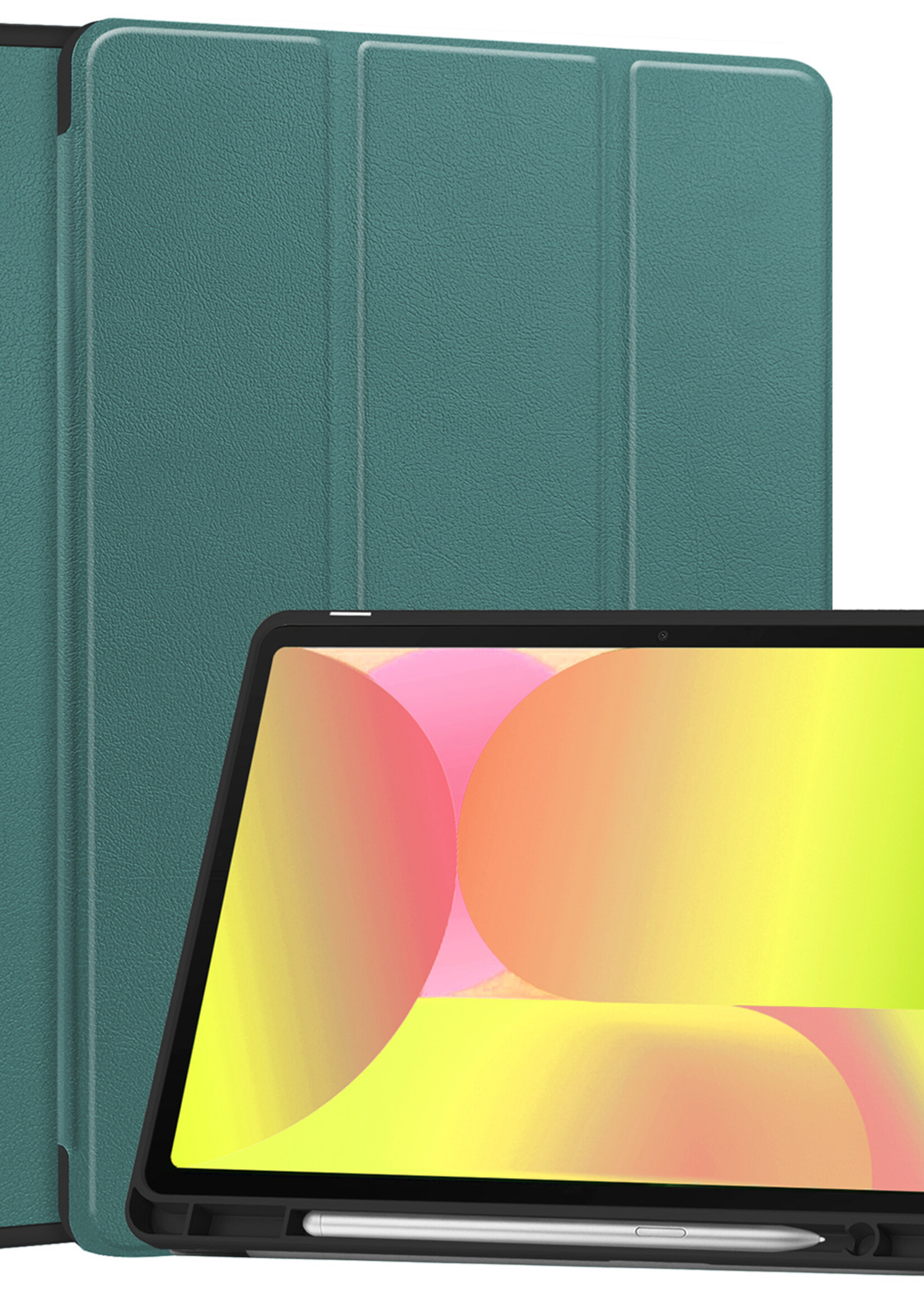 LUQ LUQ Samsung Galaxy Tab S10 FE Plus Hoesje Met Uitsparing S Pen - Donkergroen