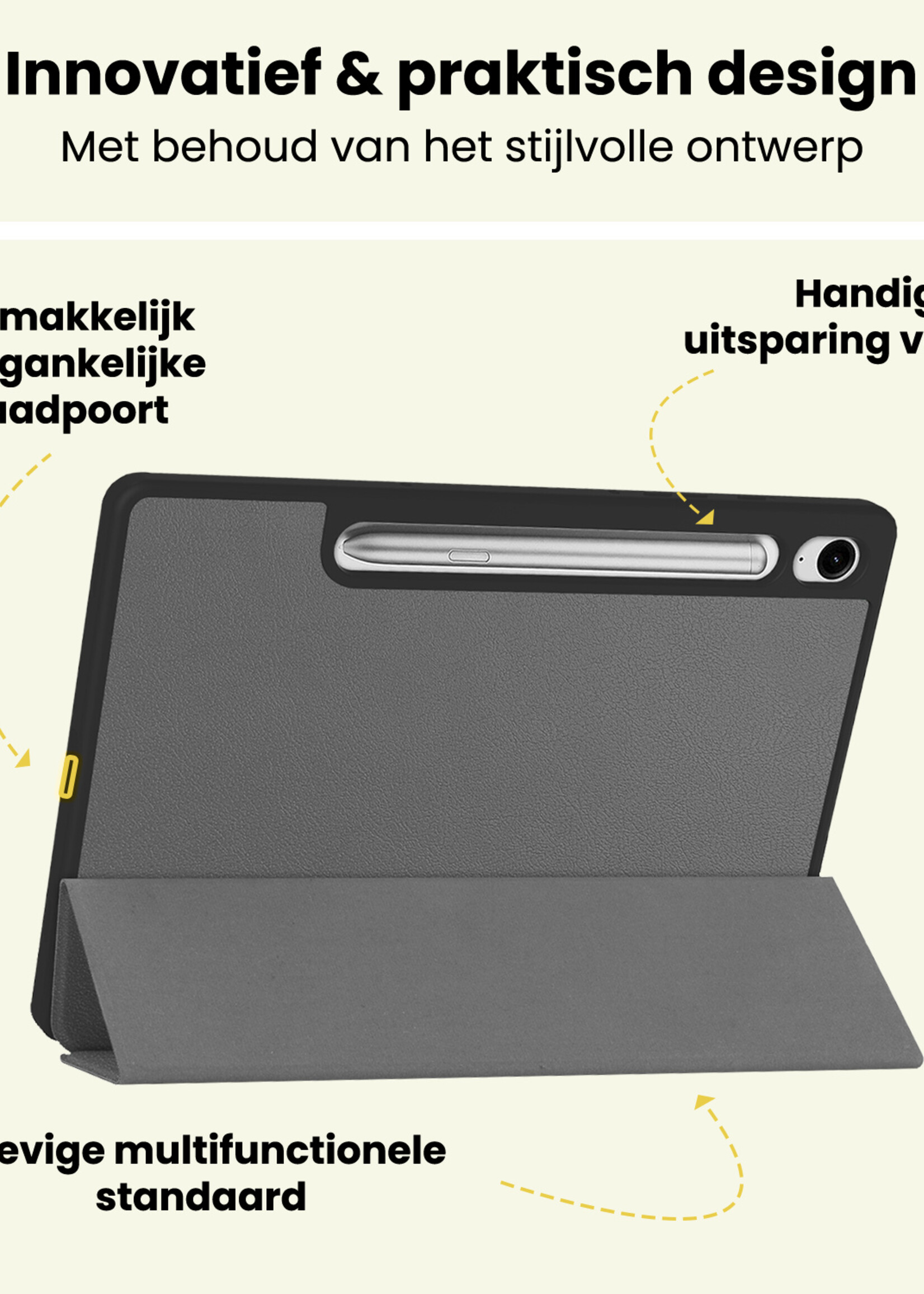 LUQ LUQ Samsung Galaxy Tab S10 FE Plus Hoesje Met Uitsparing S Pen - Grijs