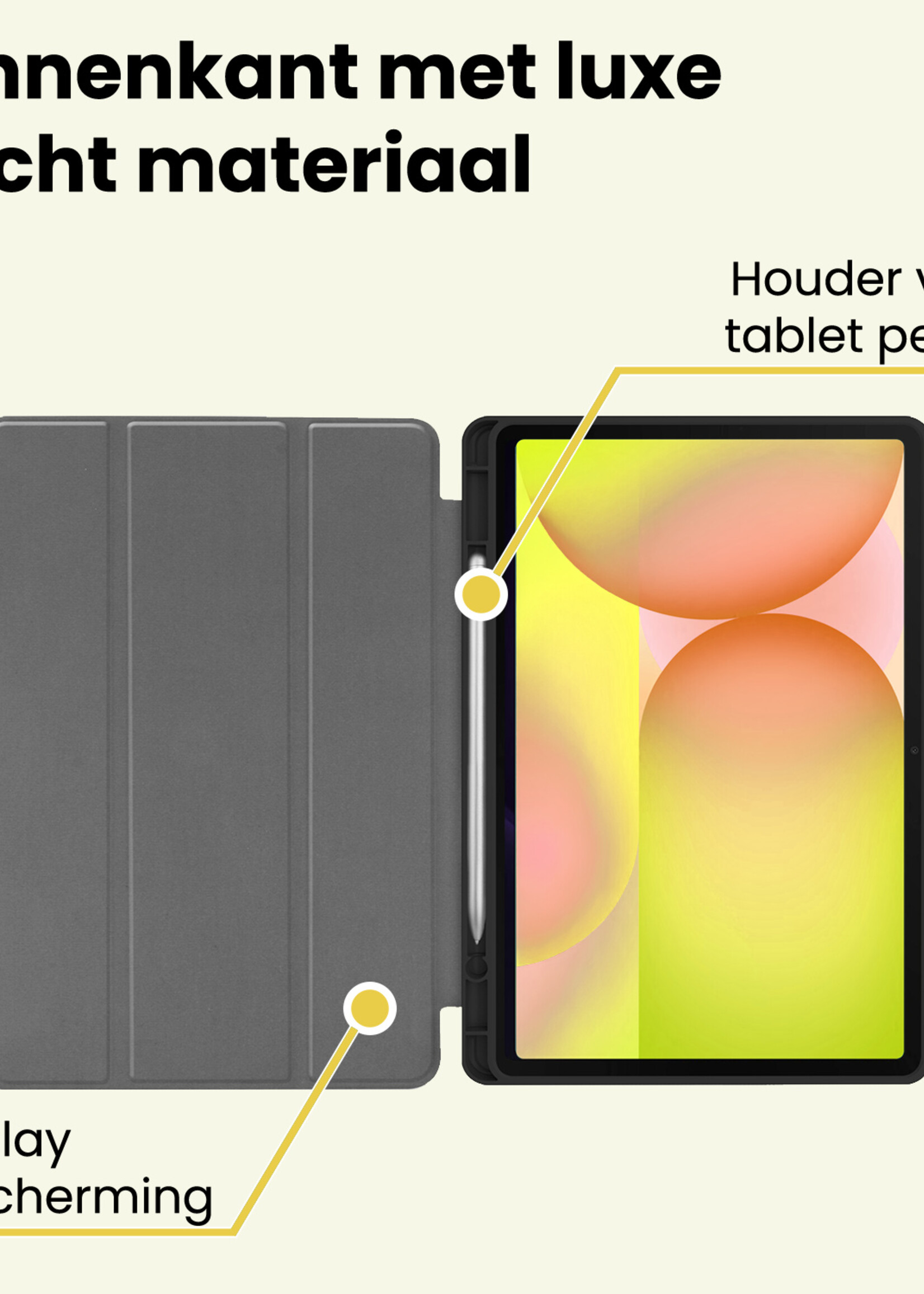 LUQ LUQ Samsung Galaxy Tab S10 FE Plus Hoesje Met Uitsparing S Pen - Grijs