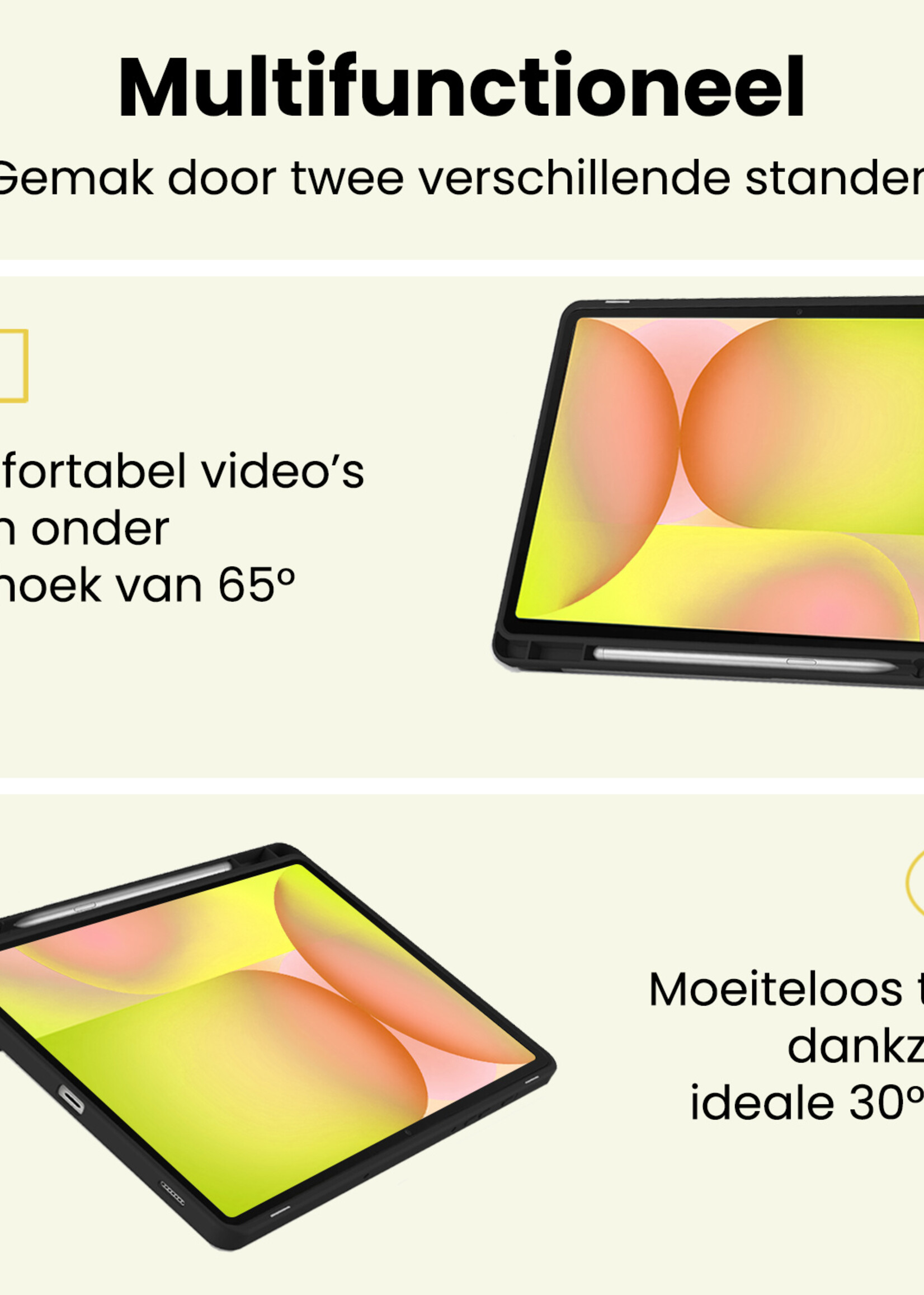 LUQ LUQ Samsung Galaxy Tab S10 FE Plus Hoesje Met Uitsparing S Pen Met Screenprotector - Donkerblauw