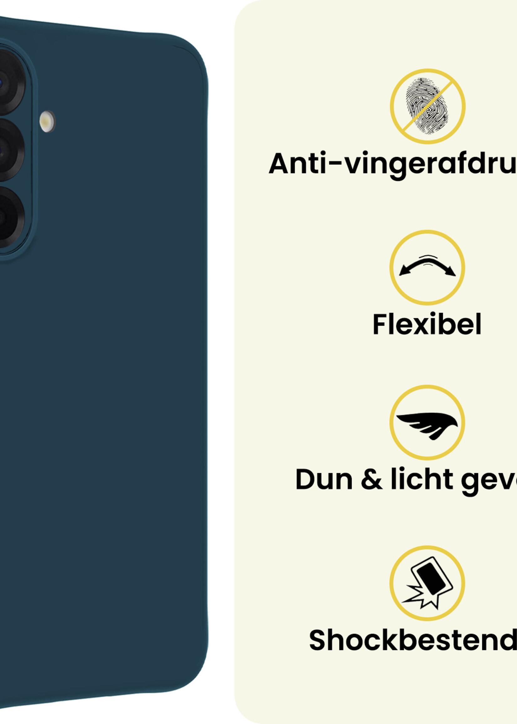 LUQ LUQ Samsung Galaxy A26 Hoesje Siliconen Met Screenprotector - Donkerblauw