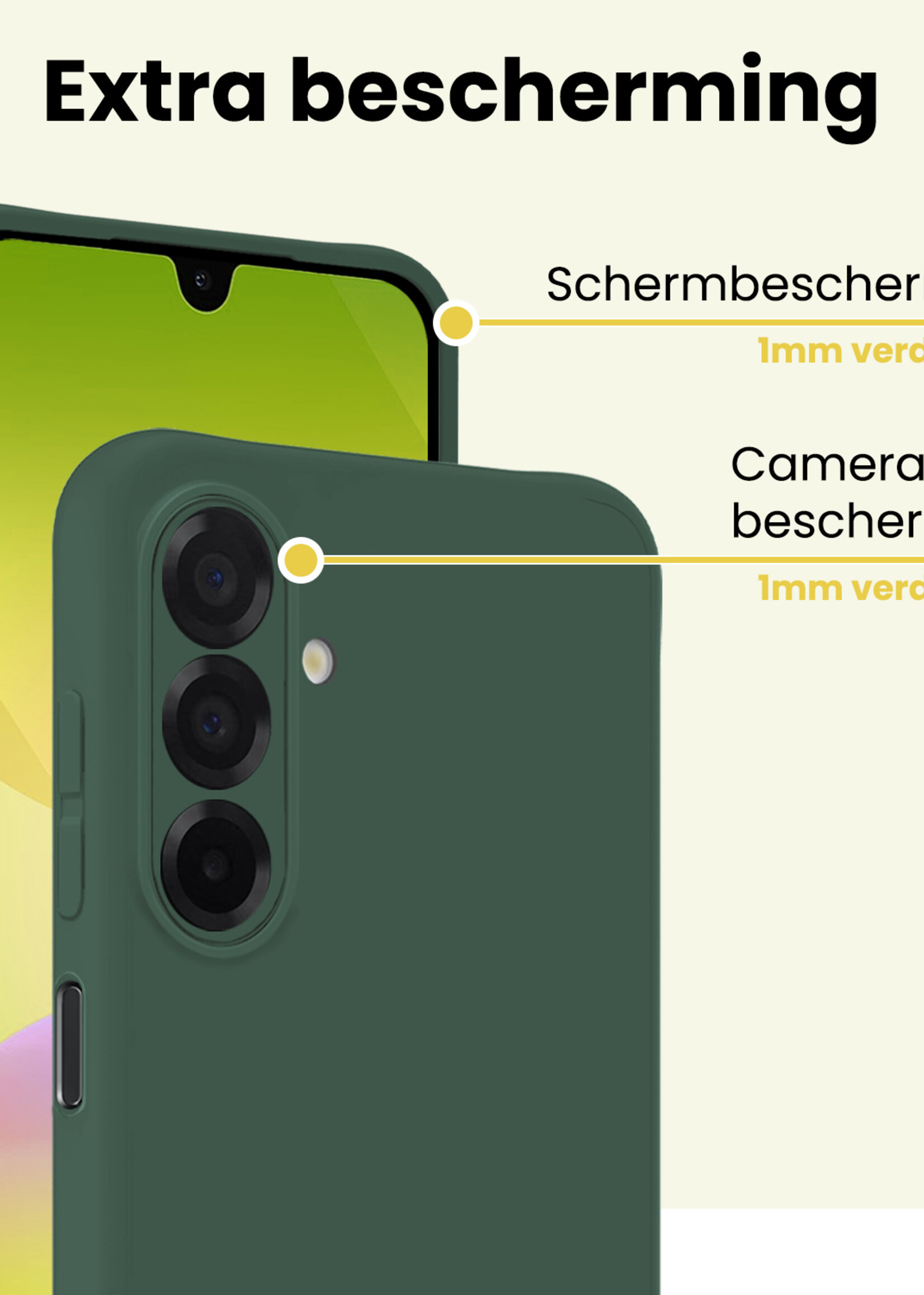 LUQ LUQ Samsung Galaxy A26 Hoesje Siliconen Met Screenprotector - Donkergroen