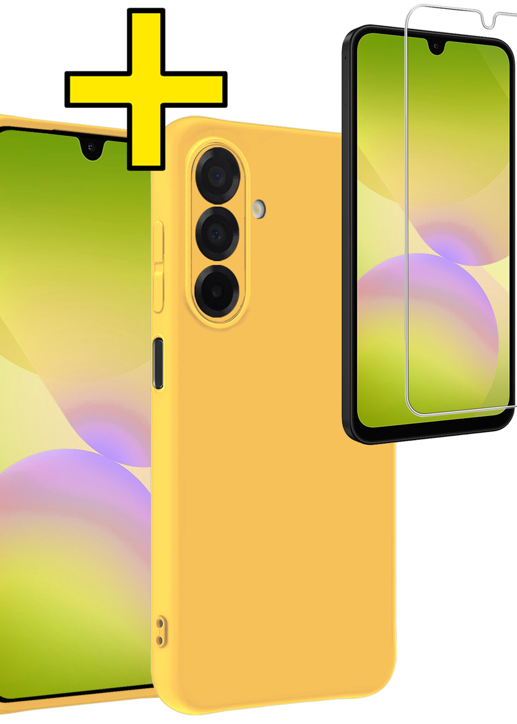 LUQ LUQ Samsung Galaxy A26 Hoesje Siliconen Met Screenprotector - Geel