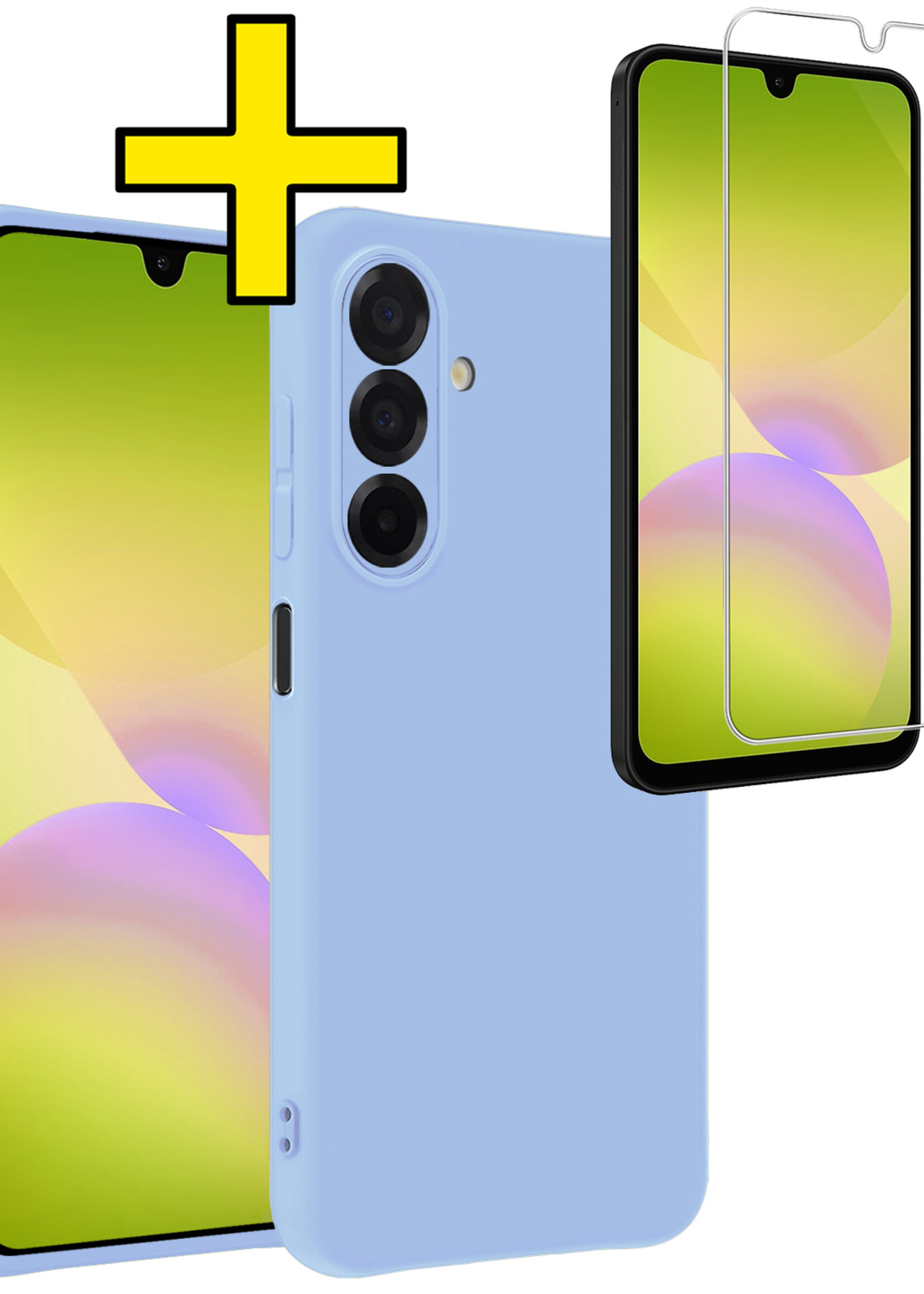 LUQ LUQ Samsung Galaxy A26 Hoesje Siliconen Met Screenprotector - Lichtblauw