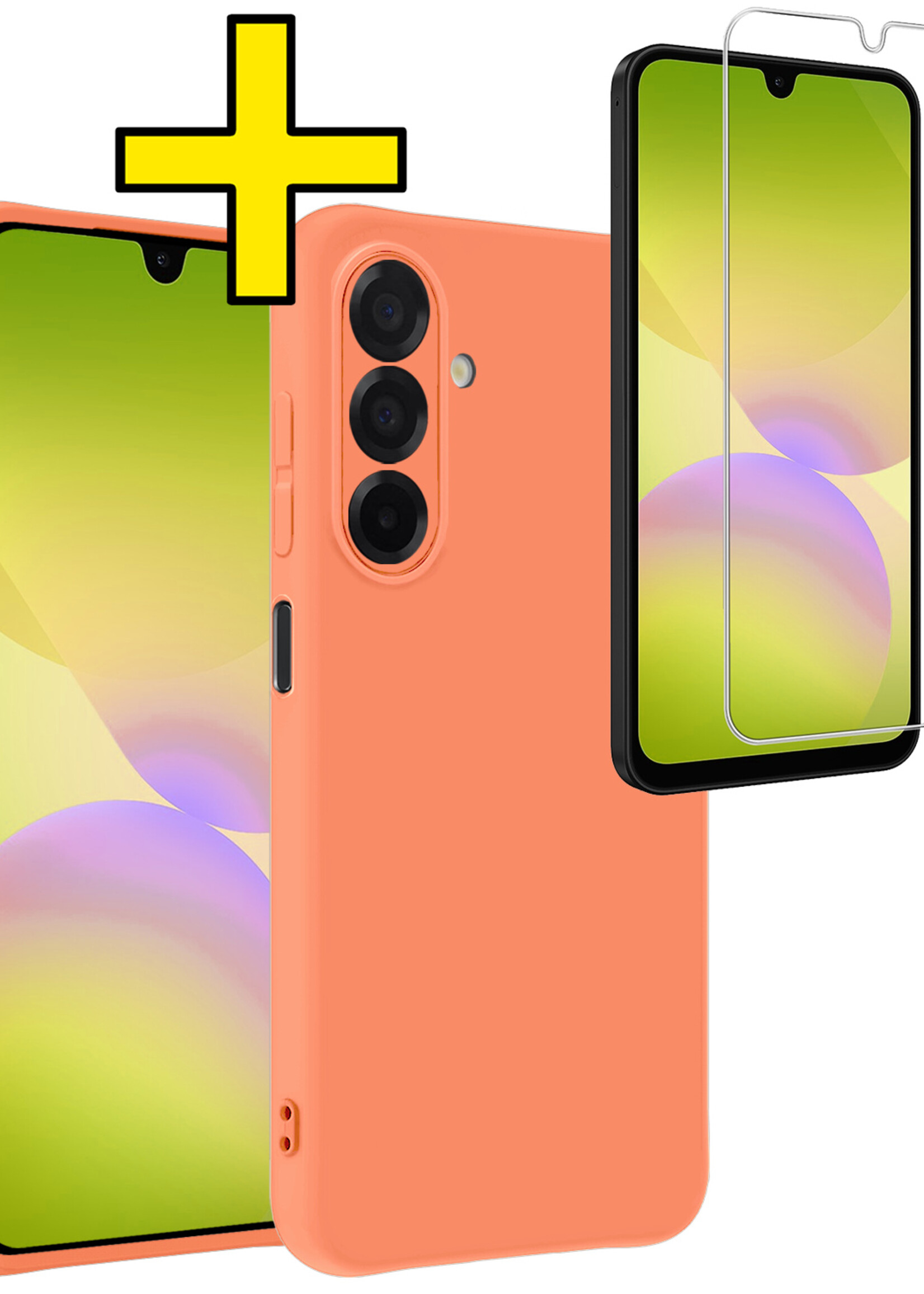 LUQ LUQ Samsung Galaxy A26 Hoesje Siliconen Met Screenprotector - Perzik