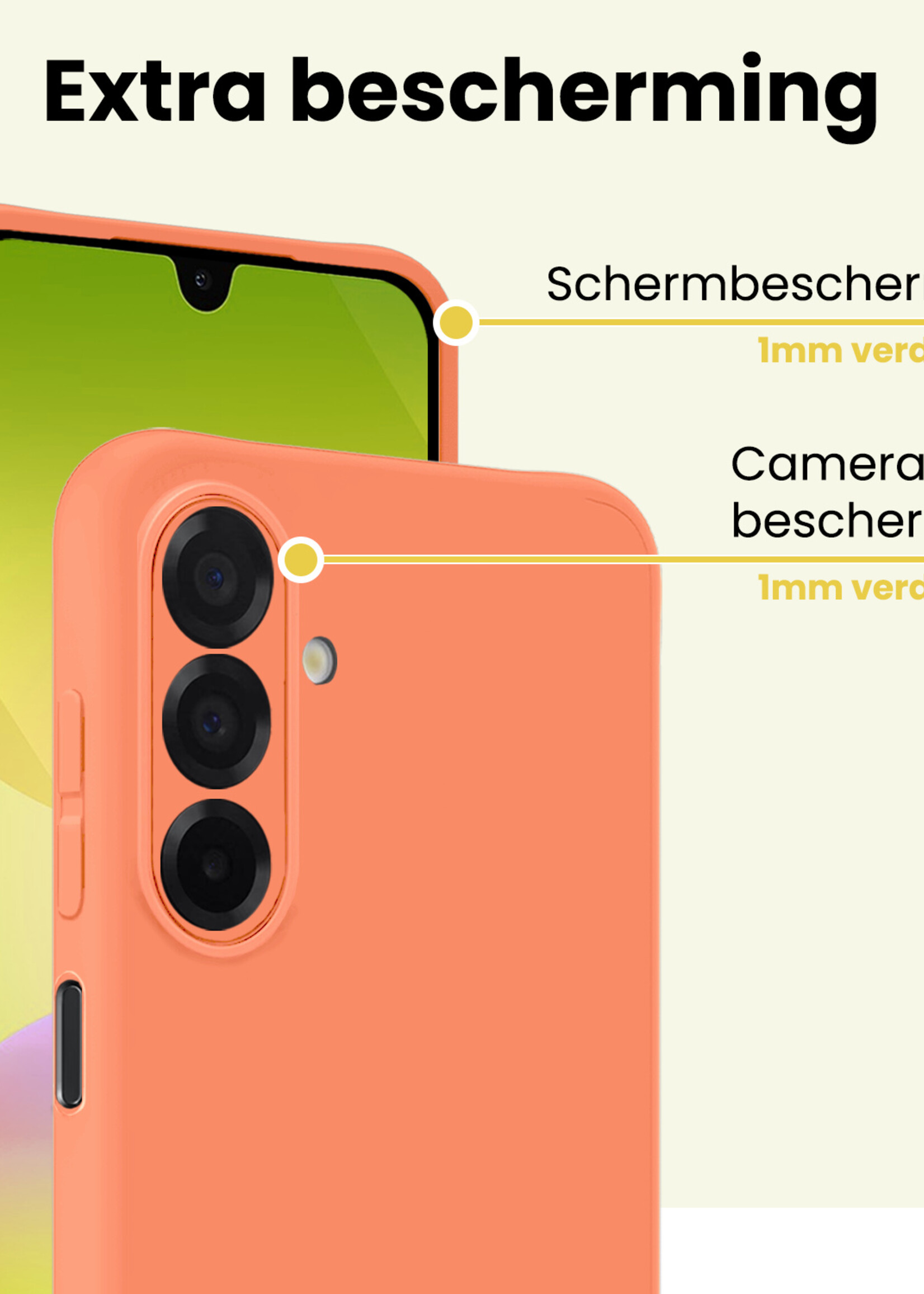 LUQ LUQ Samsung Galaxy A26 Hoesje Siliconen Met Screenprotector - Perzik