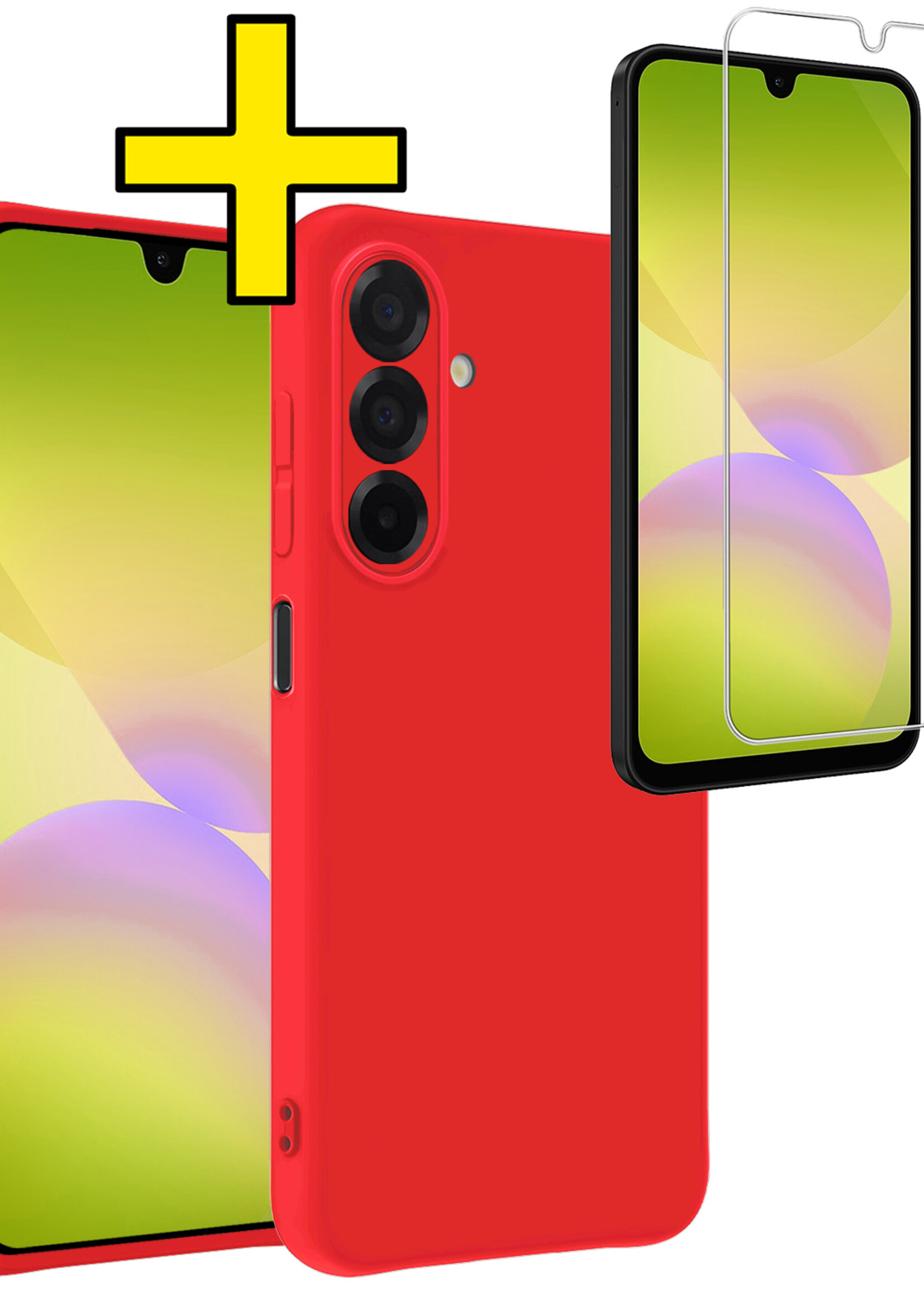 LUQ LUQ Samsung Galaxy A26 Hoesje Siliconen Met Screenprotector - Rood