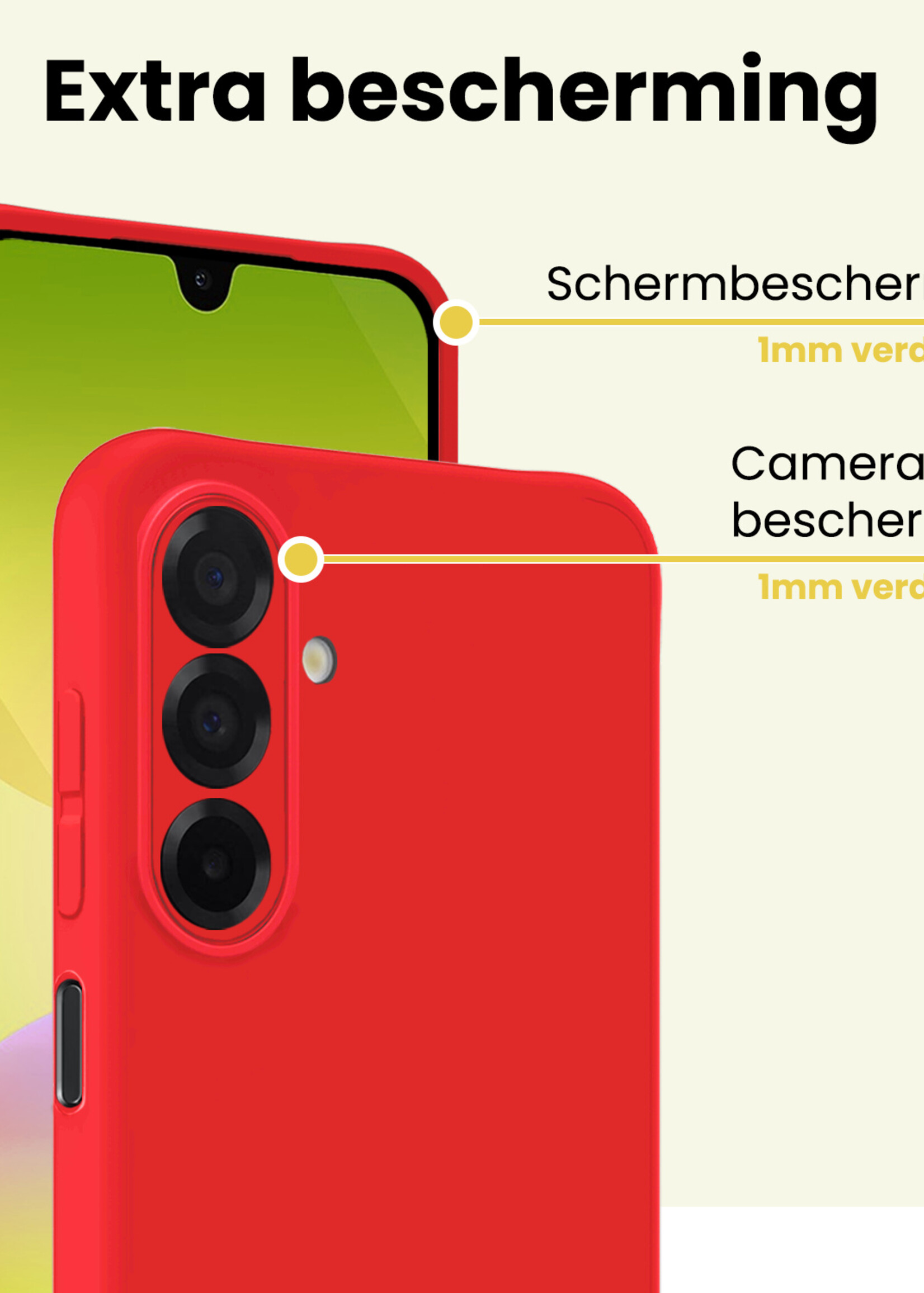 LUQ LUQ Samsung Galaxy A26 Hoesje Siliconen Met Screenprotector - Rood