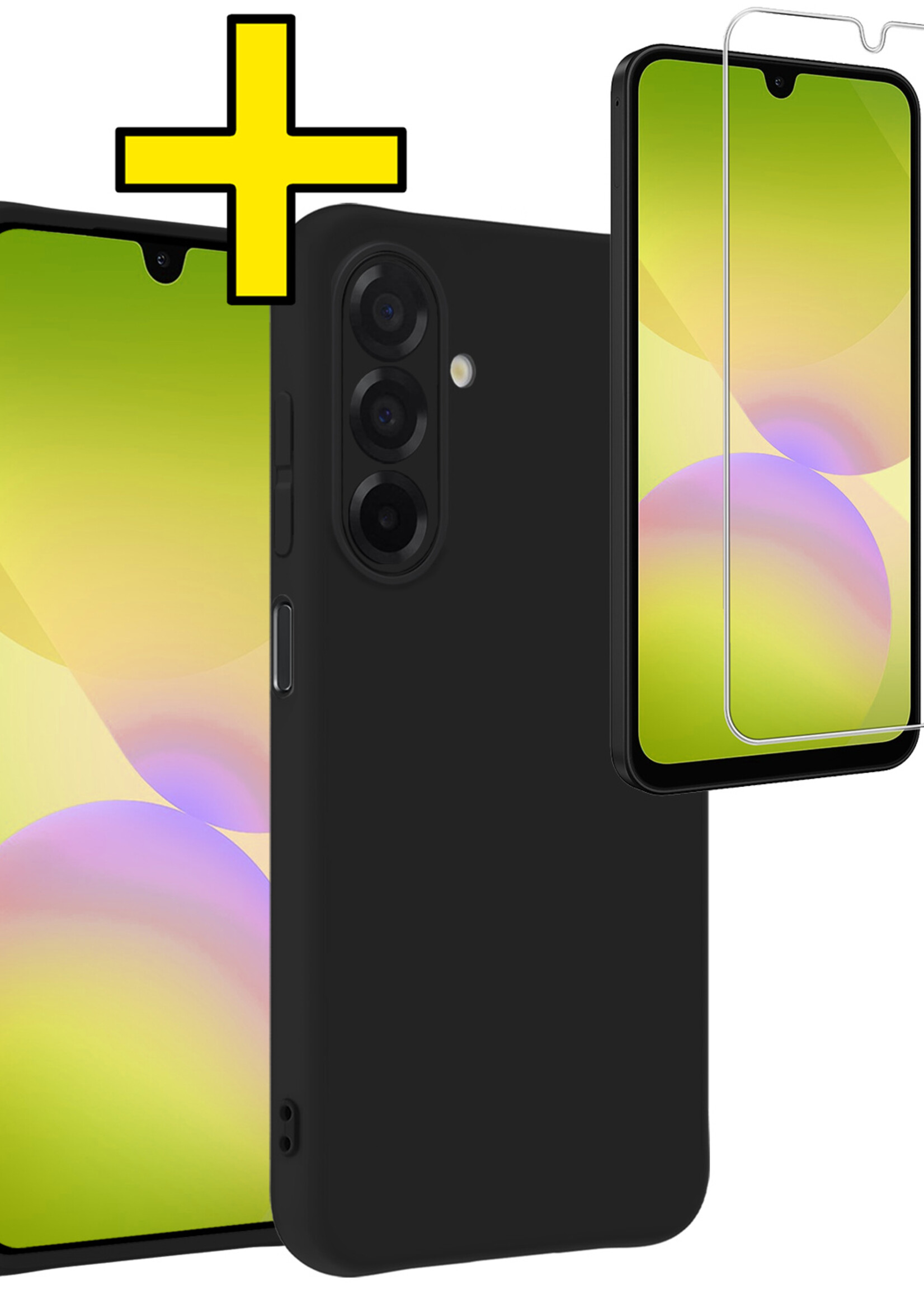 LUQ LUQ Samsung Galaxy A26 Hoesje Siliconen Met Screenprotector - Zwart