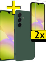 LUQ LUQ Samsung Galaxy A26 Hoesje Siliconen Met 2x Screenprotector - Donkergroen