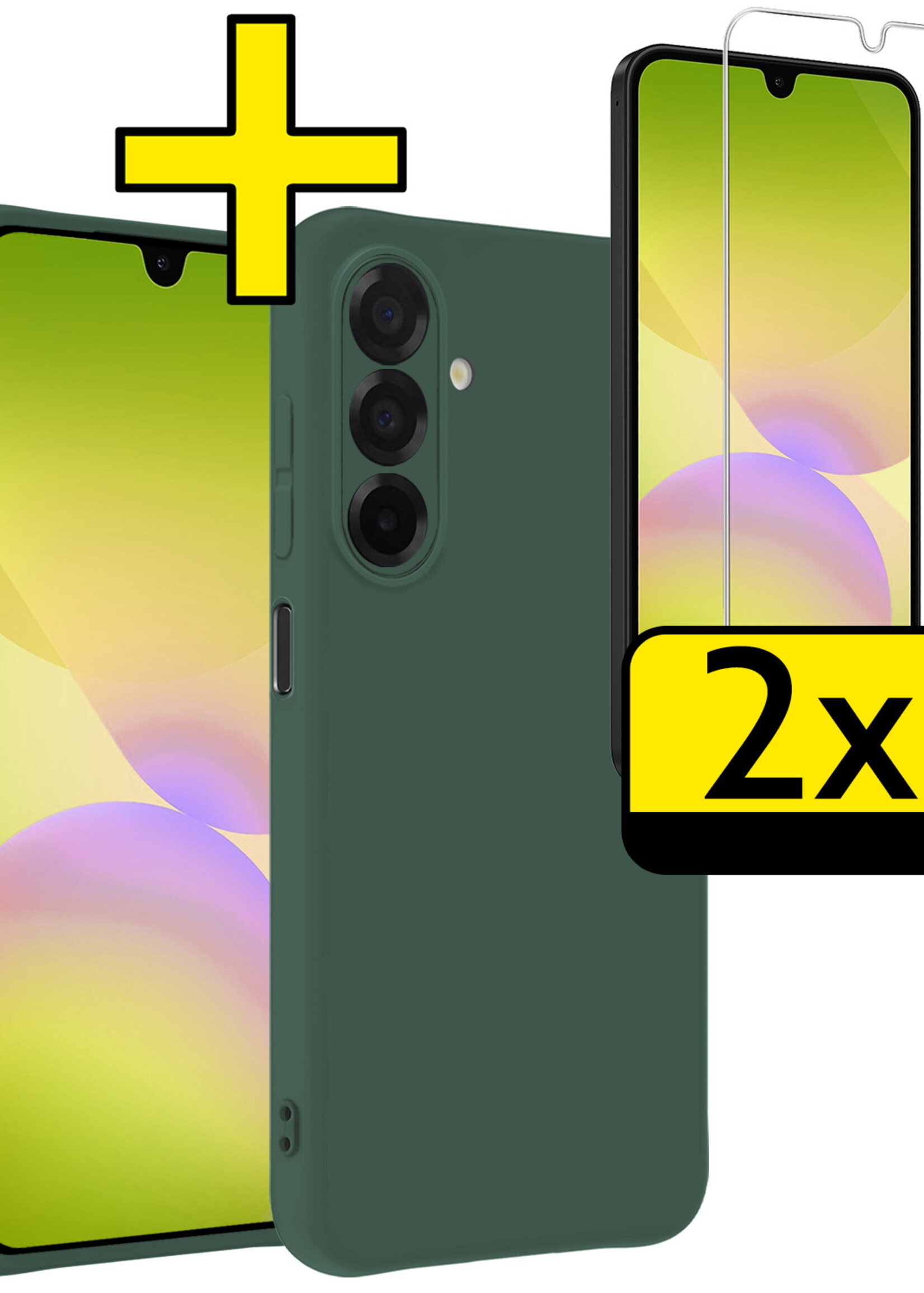 LUQ LUQ Samsung Galaxy A26 Hoesje Siliconen Met 2x Screenprotector - Donkergroen