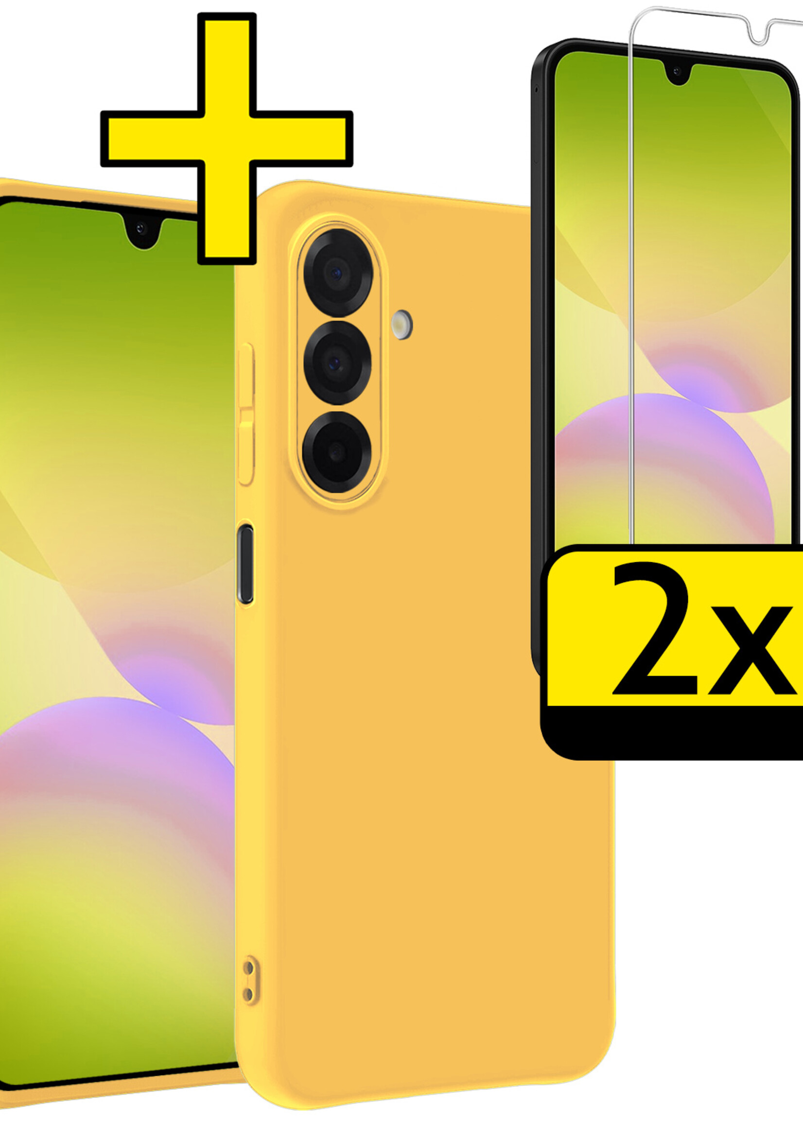 LUQ LUQ Samsung Galaxy A26 Hoesje Siliconen Met 2x Screenprotector - Geel