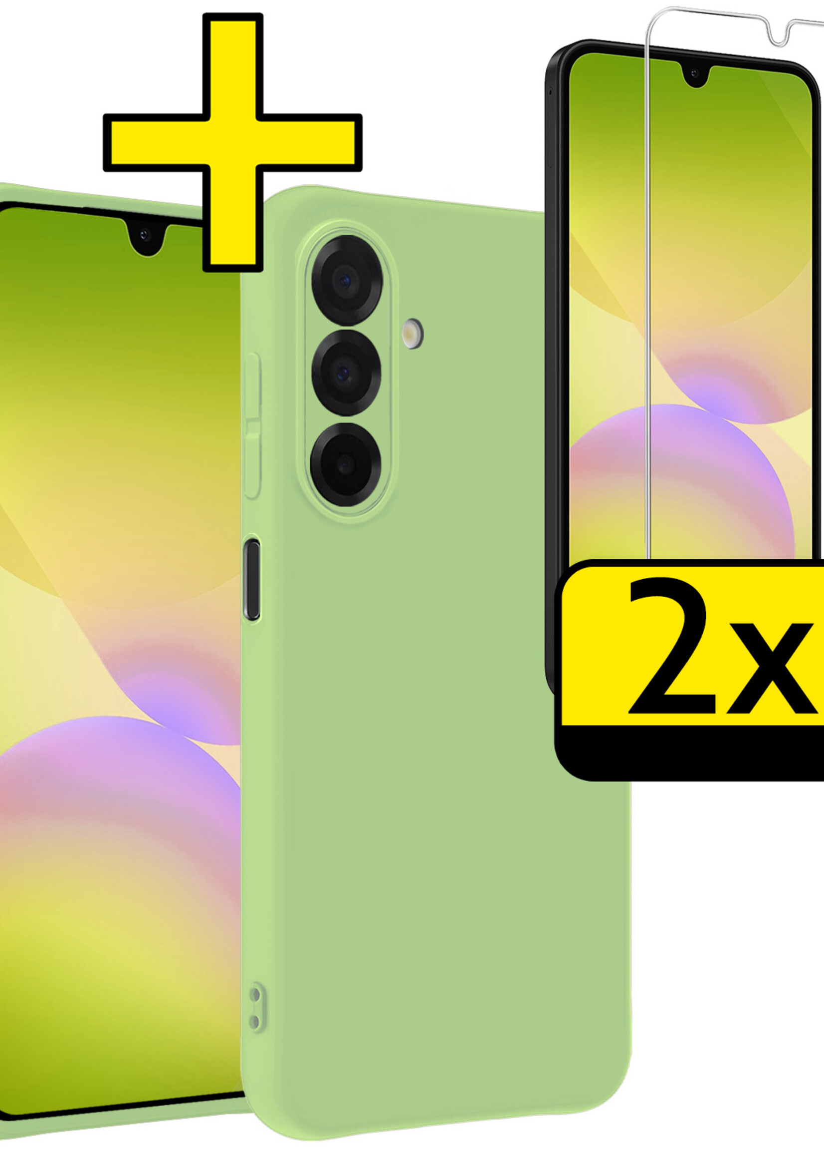 LUQ LUQ Samsung Galaxy A26 Hoesje Siliconen Met 2x Screenprotector - Groen