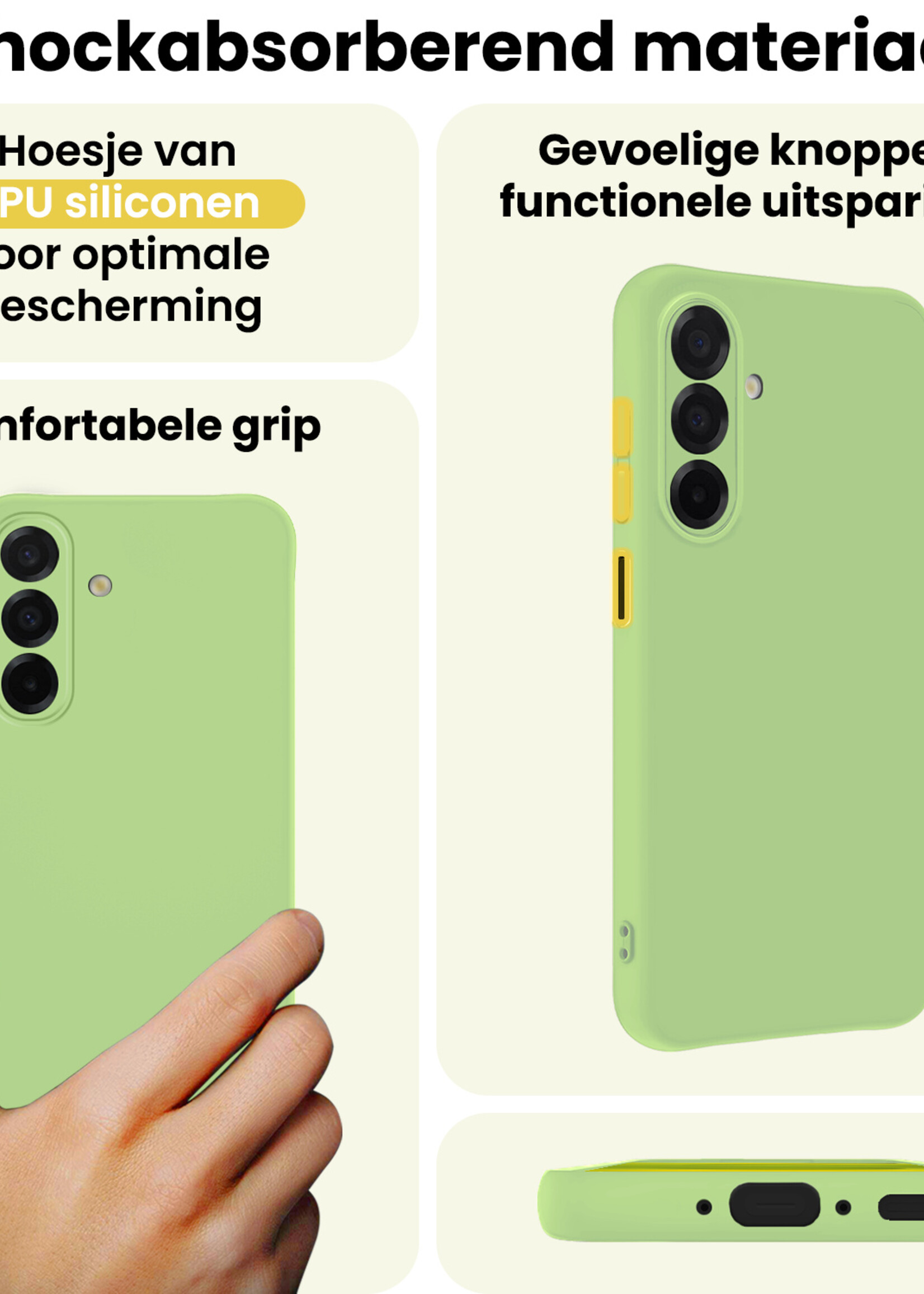 LUQ LUQ Samsung Galaxy A26 Hoesje Siliconen Met 2x Screenprotector - Groen