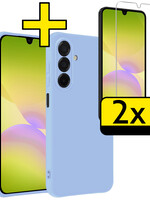 LUQ LUQ Samsung Galaxy A26 Hoesje Siliconen Met 2x Screenprotector - Lichtblauw