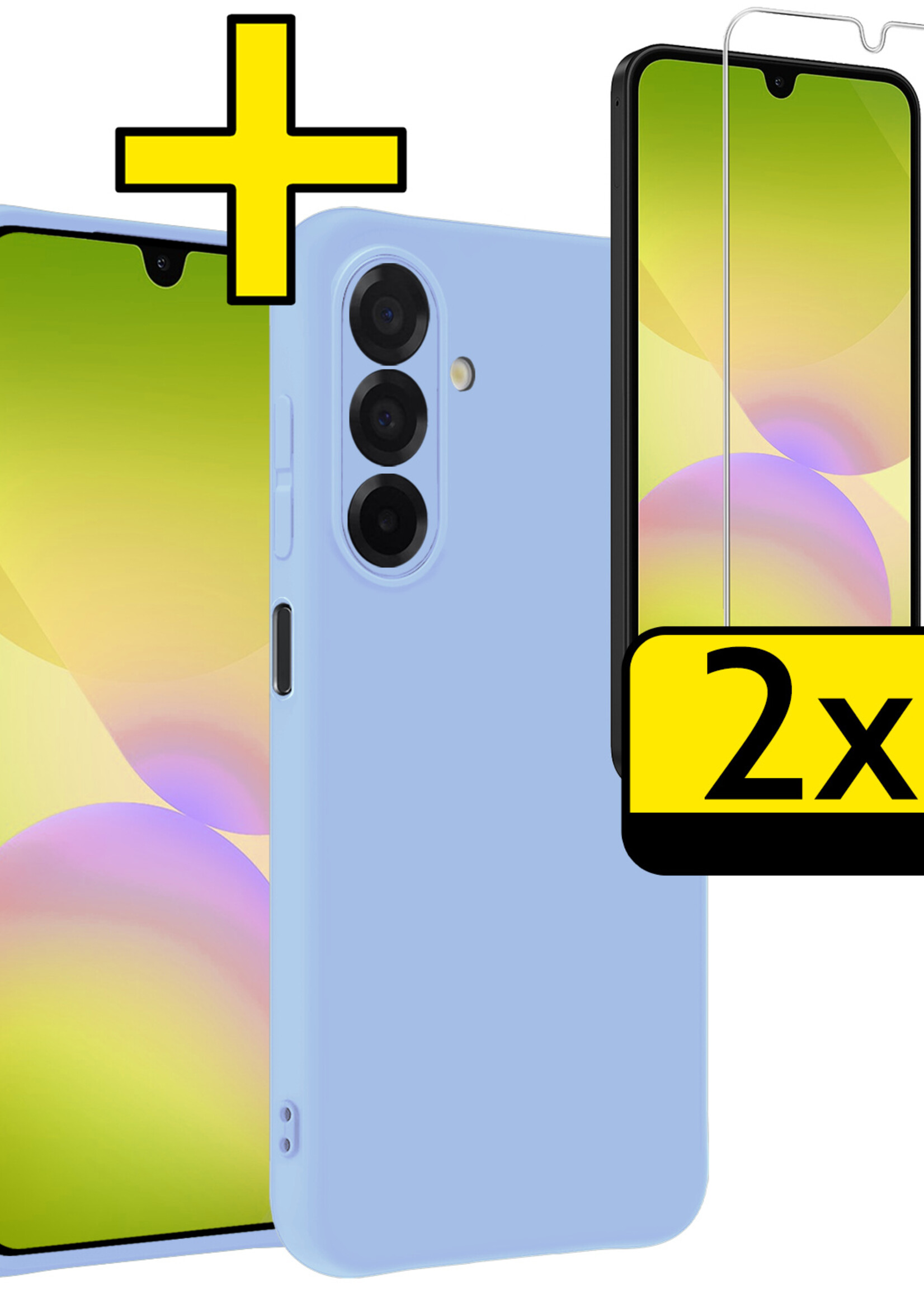 LUQ LUQ Samsung Galaxy A26 Hoesje Siliconen Met 2x Screenprotector - Lichtblauw