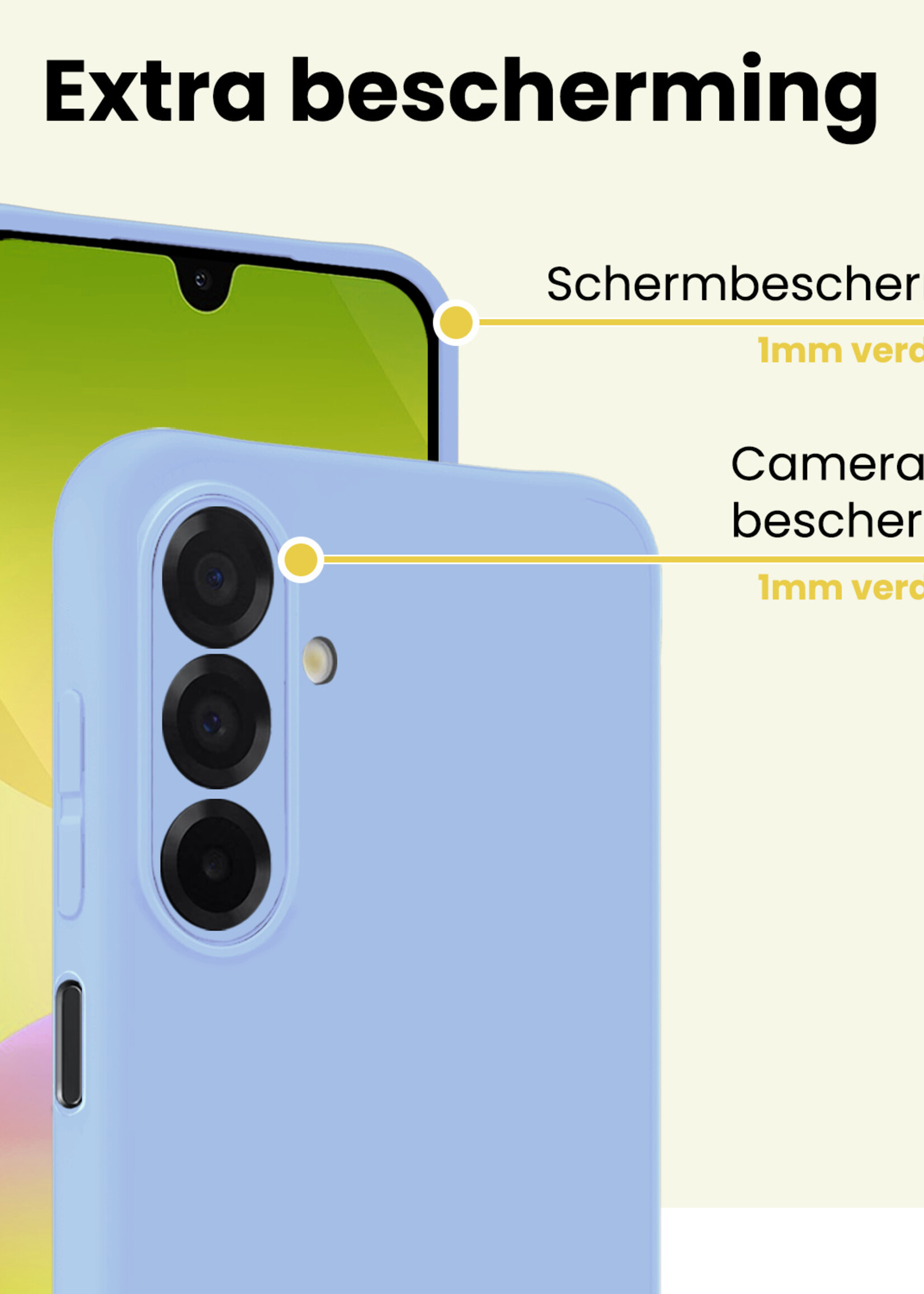 LUQ LUQ Samsung Galaxy A26 Hoesje Siliconen Met 2x Screenprotector - Lichtblauw