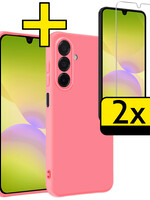 LUQ LUQ Samsung Galaxy A26 Hoesje Siliconen Met 2x Screenprotector - Lichtroze
