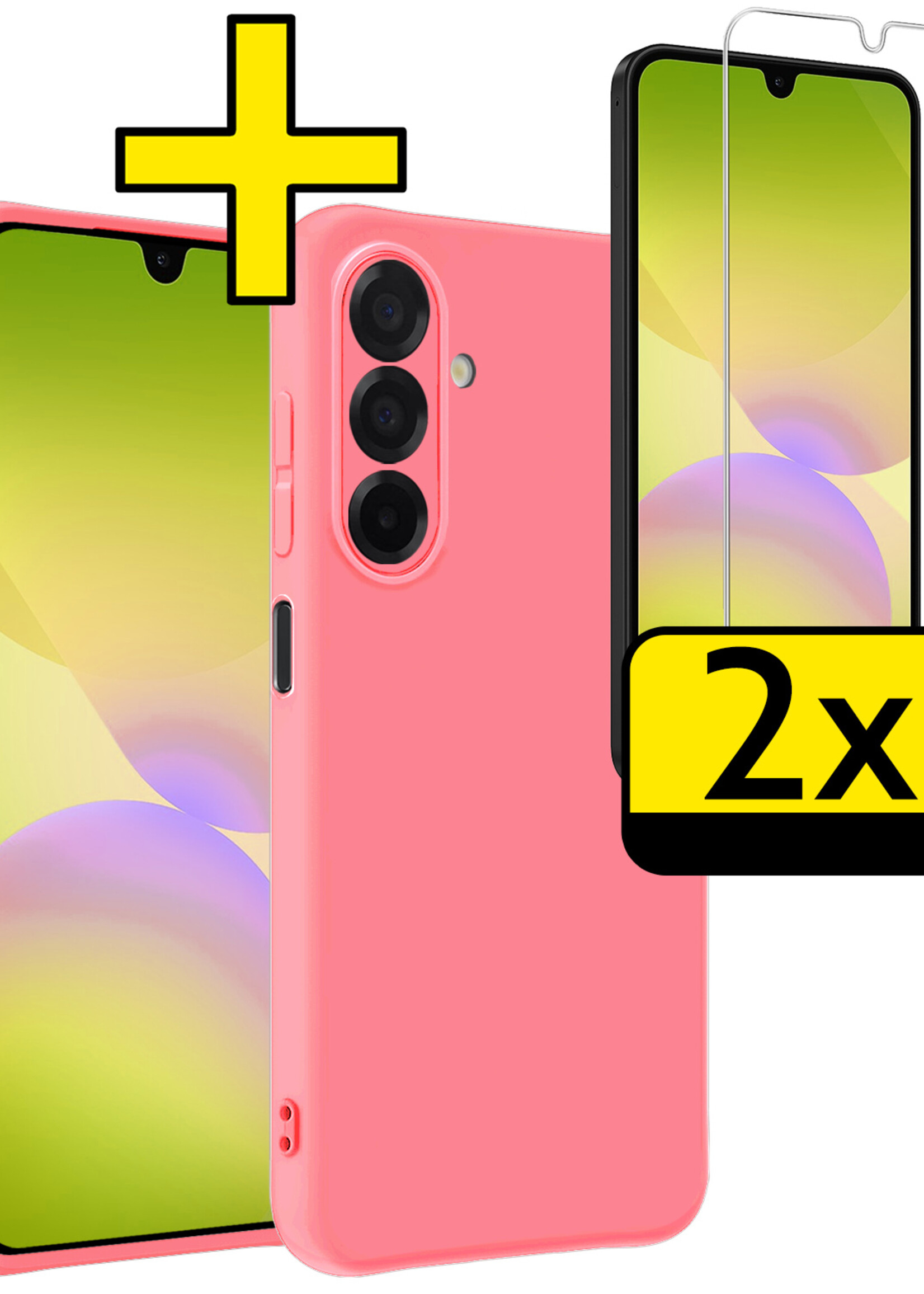 LUQ LUQ Samsung Galaxy A26 Hoesje Siliconen Met 2x Screenprotector - Lichtroze