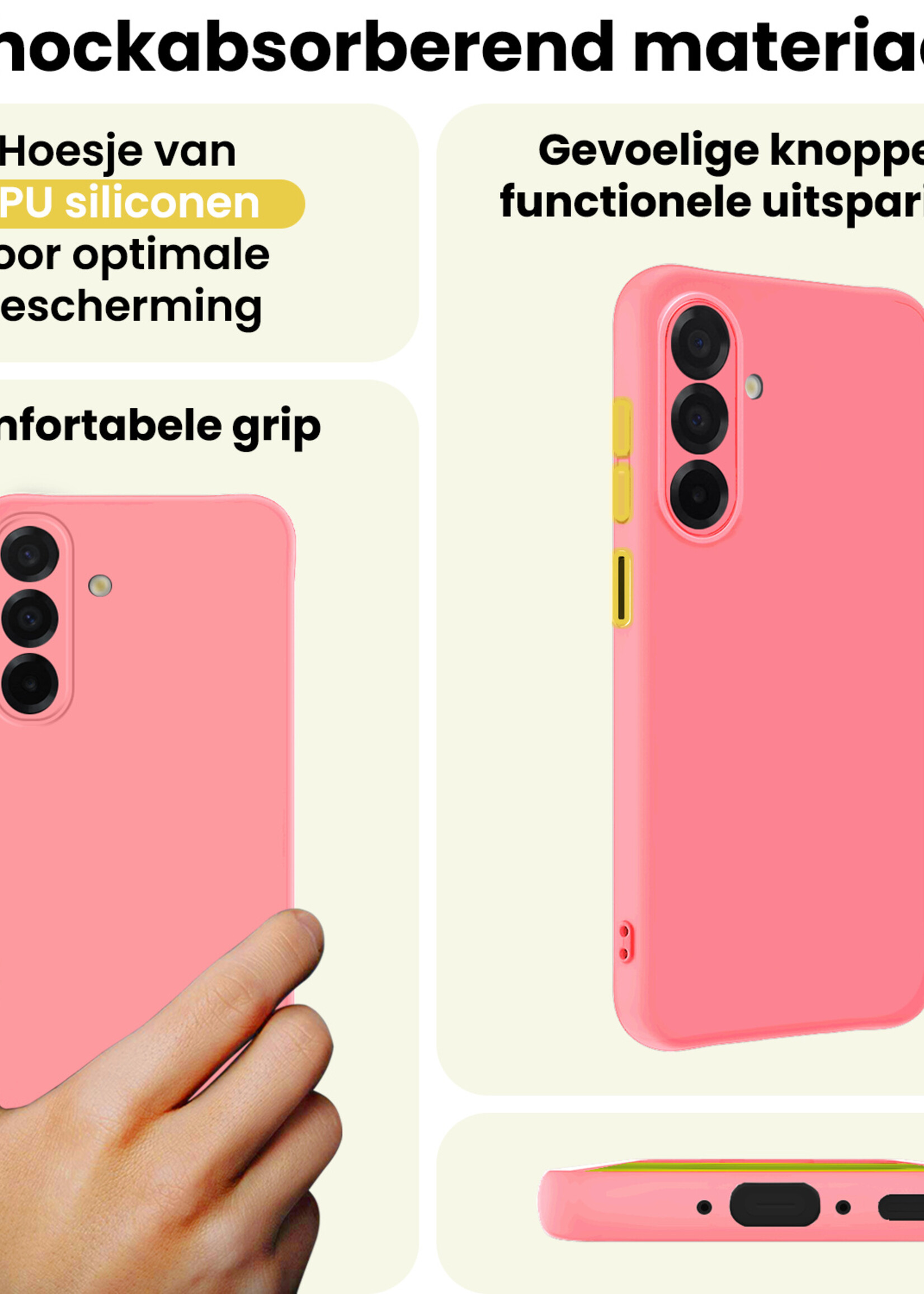 LUQ LUQ Samsung Galaxy A26 Hoesje Siliconen Met 2x Screenprotector - Lichtroze