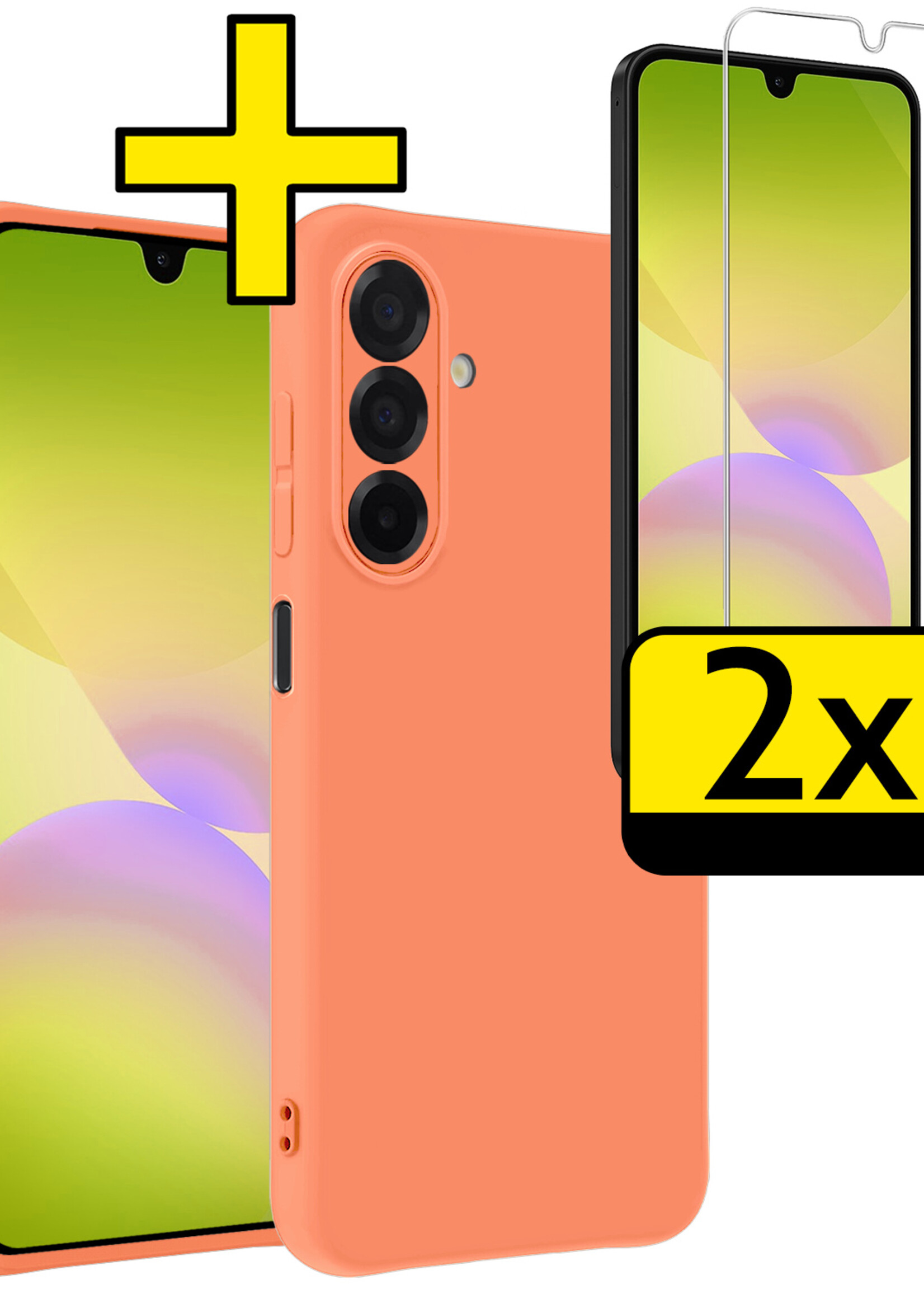 LUQ LUQ Samsung Galaxy A26 Hoesje Siliconen Met 2x Screenprotector - Perzik