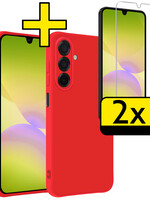 LUQ LUQ Samsung Galaxy A26 Hoesje Siliconen Met 2x Screenprotector - Rood