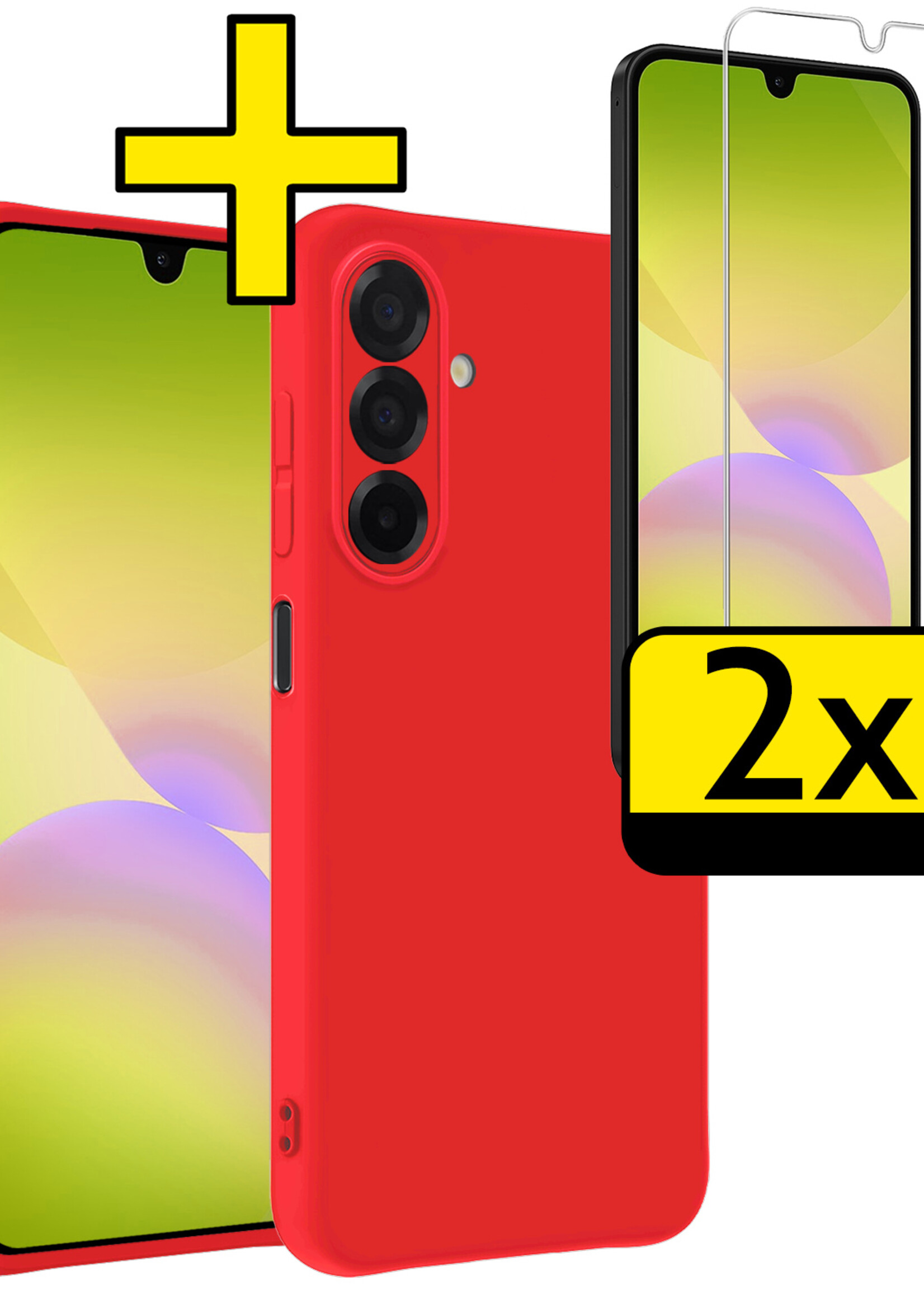 LUQ LUQ Samsung Galaxy A26 Hoesje Siliconen Met 2x Screenprotector - Rood