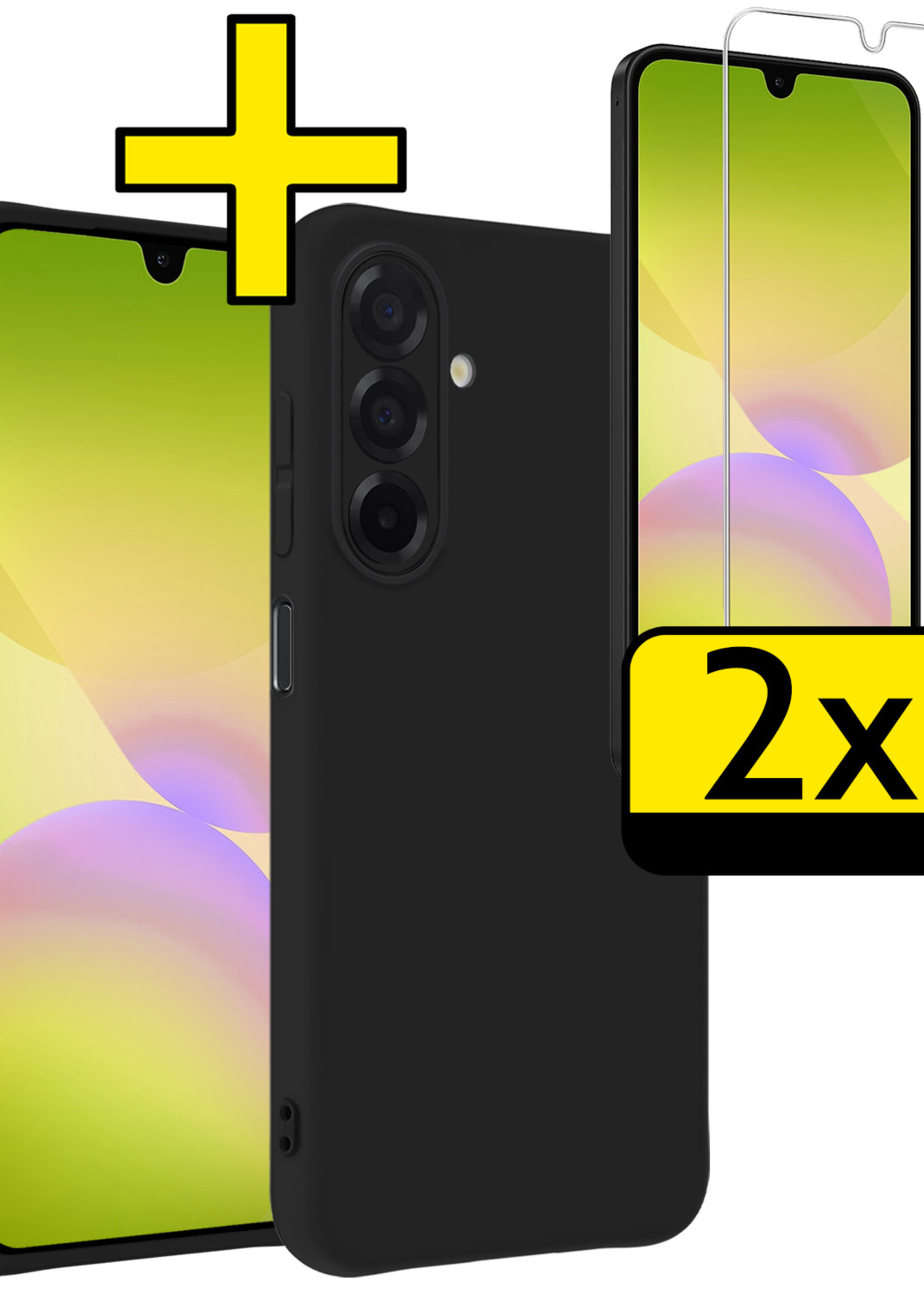 LUQ LUQ Samsung Galaxy A26 Hoesje Siliconen Met 2x Screenprotector - Zwart