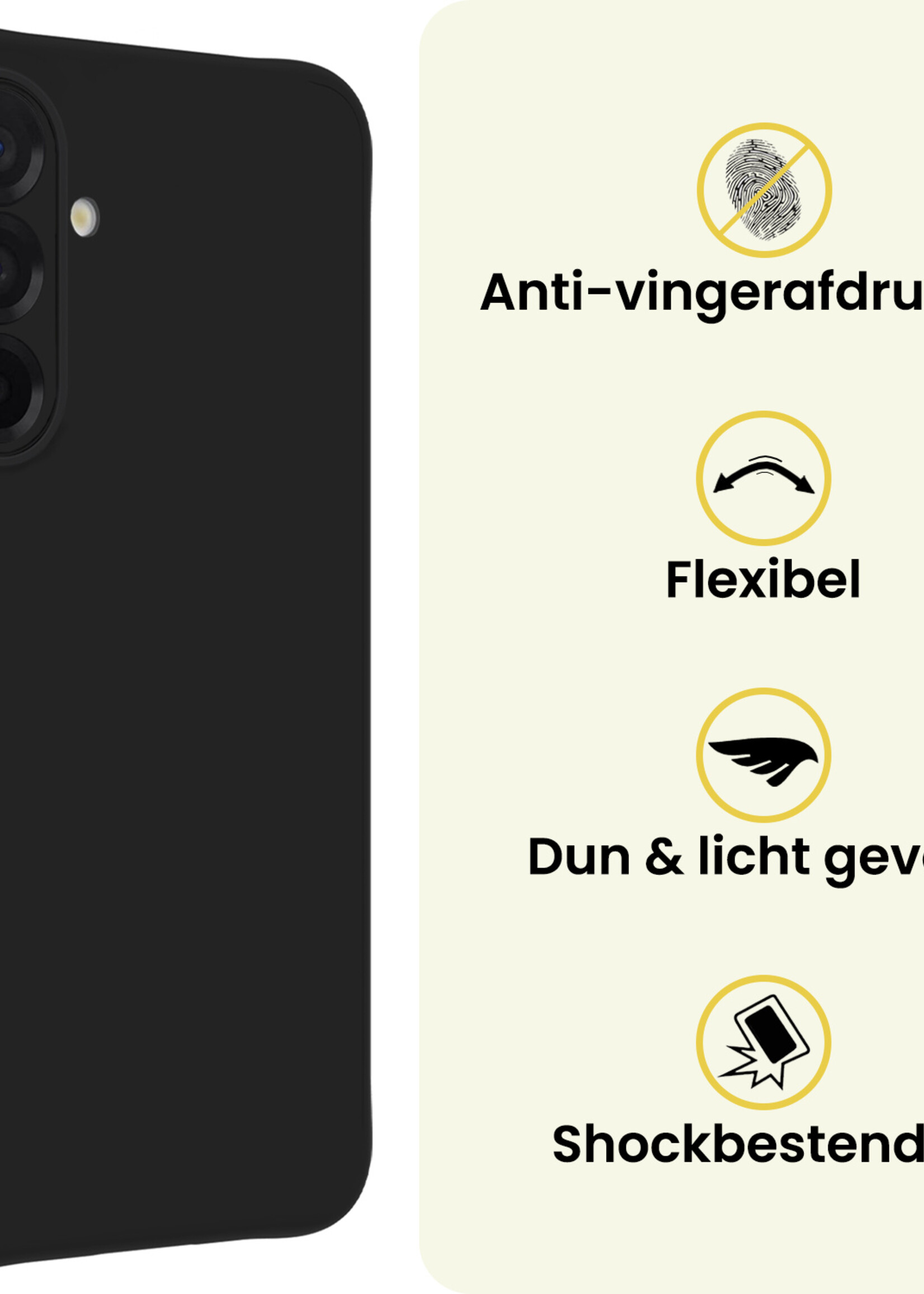 LUQ LUQ Samsung Galaxy A26 Hoesje Siliconen Met 2x Screenprotector - Zwart