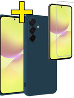 LUQ LUQ Samsung Galaxy A36 Hoesje Siliconen Met Screenprotector - Donkerblauw