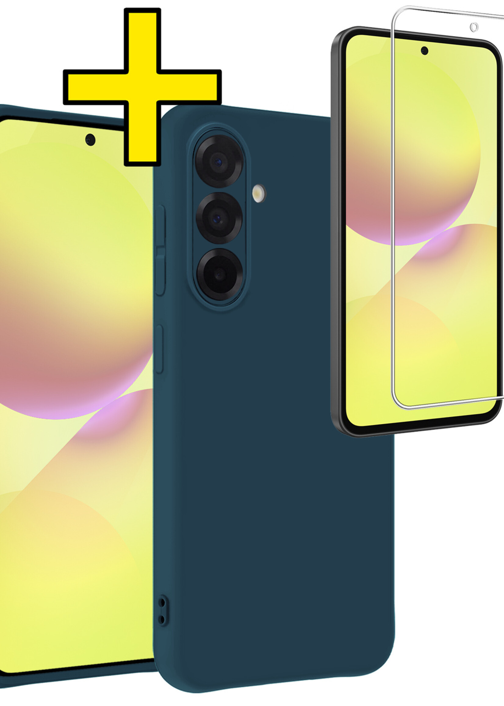 LUQ LUQ Samsung Galaxy A36 Hoesje Siliconen Met Screenprotector - Donkerblauw