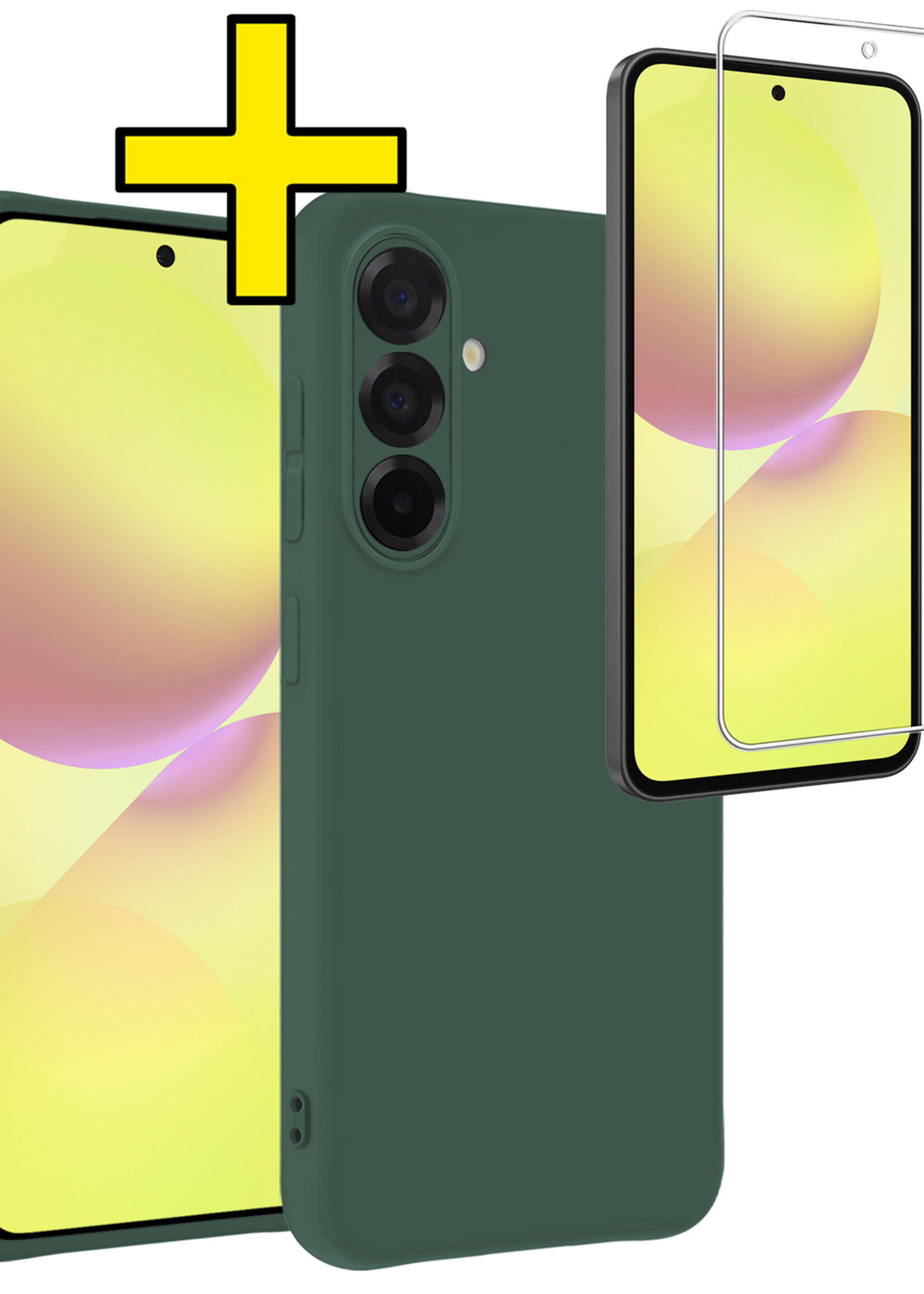 LUQ LUQ Samsung Galaxy A36 Hoesje Siliconen Met Screenprotector - Donkergroen