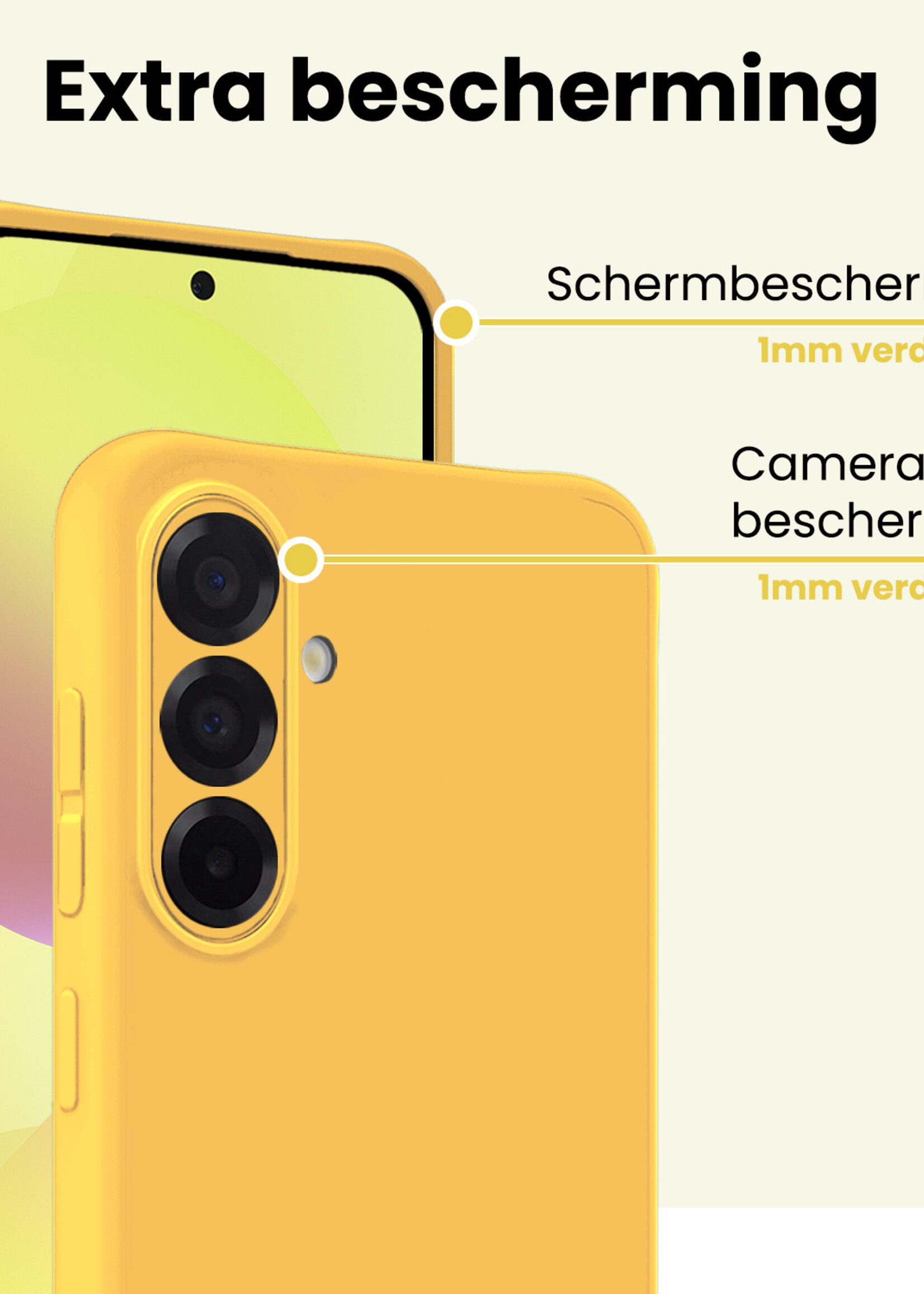 LUQ LUQ Samsung Galaxy A36 Hoesje Siliconen Met Screenprotector - Geel