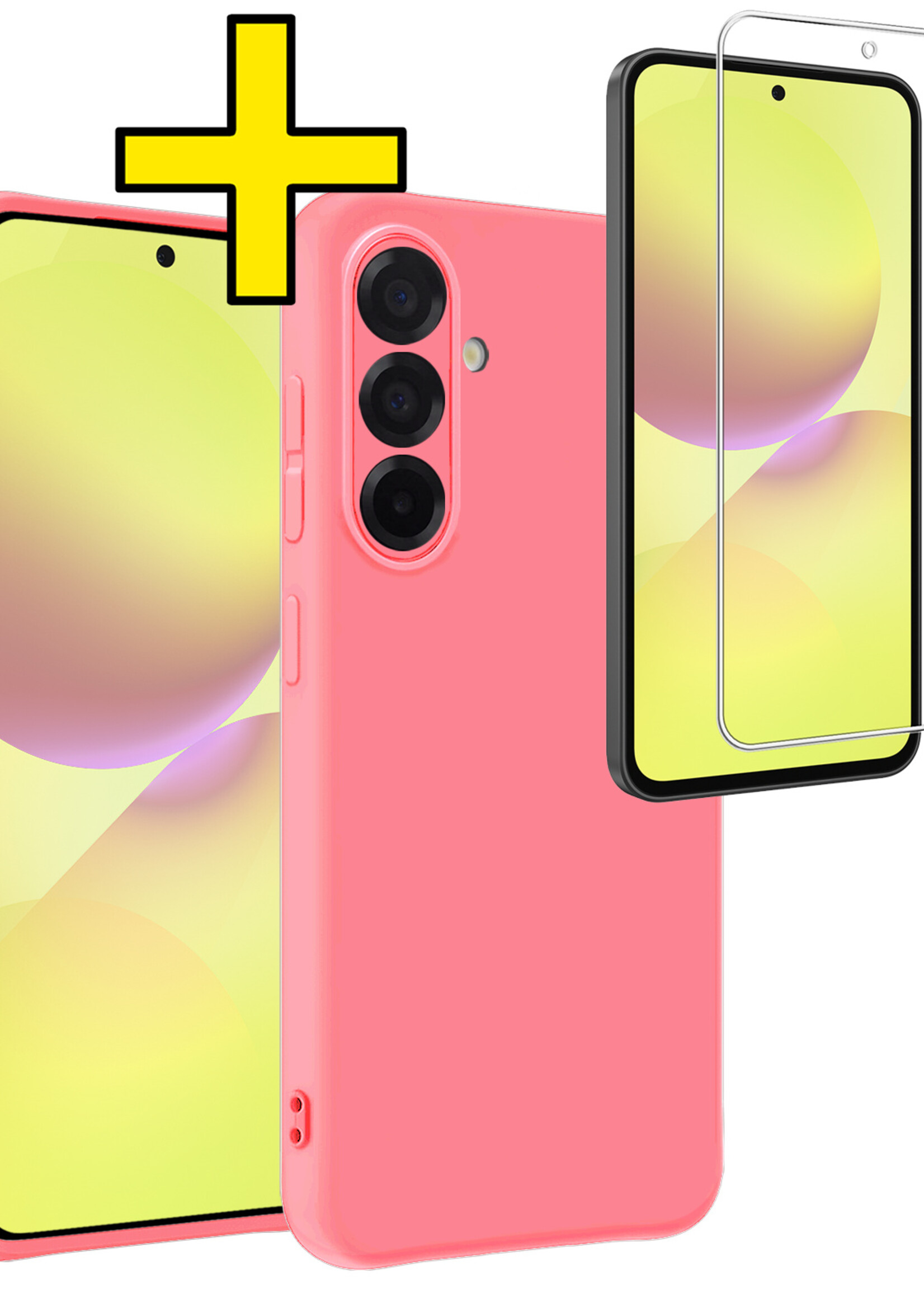 LUQ LUQ Samsung Galaxy A36 Hoesje Siliconen Met Screenprotector - Lichtroze