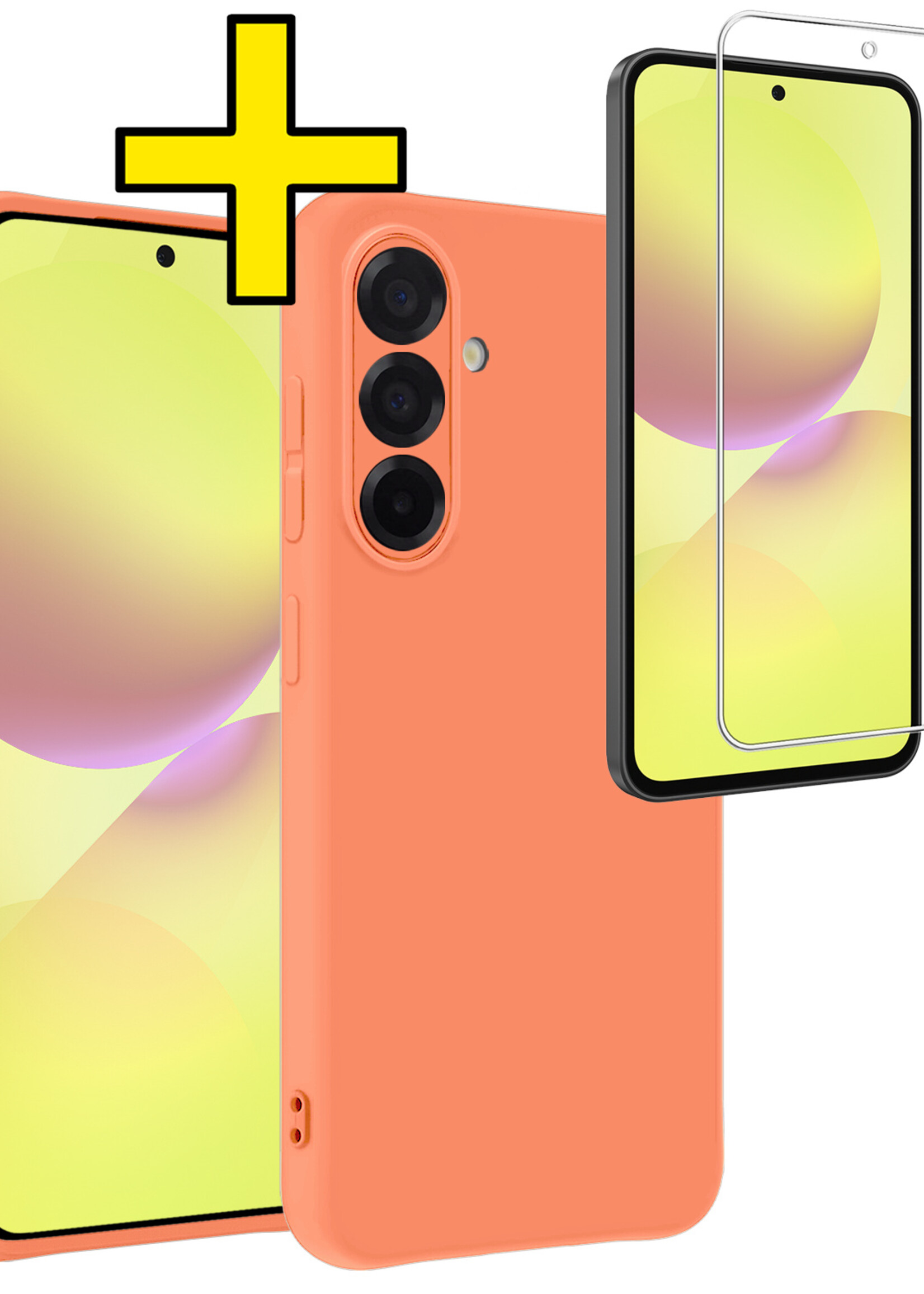 LUQ LUQ Samsung Galaxy A36 Hoesje Siliconen Met Screenprotector - Perzik