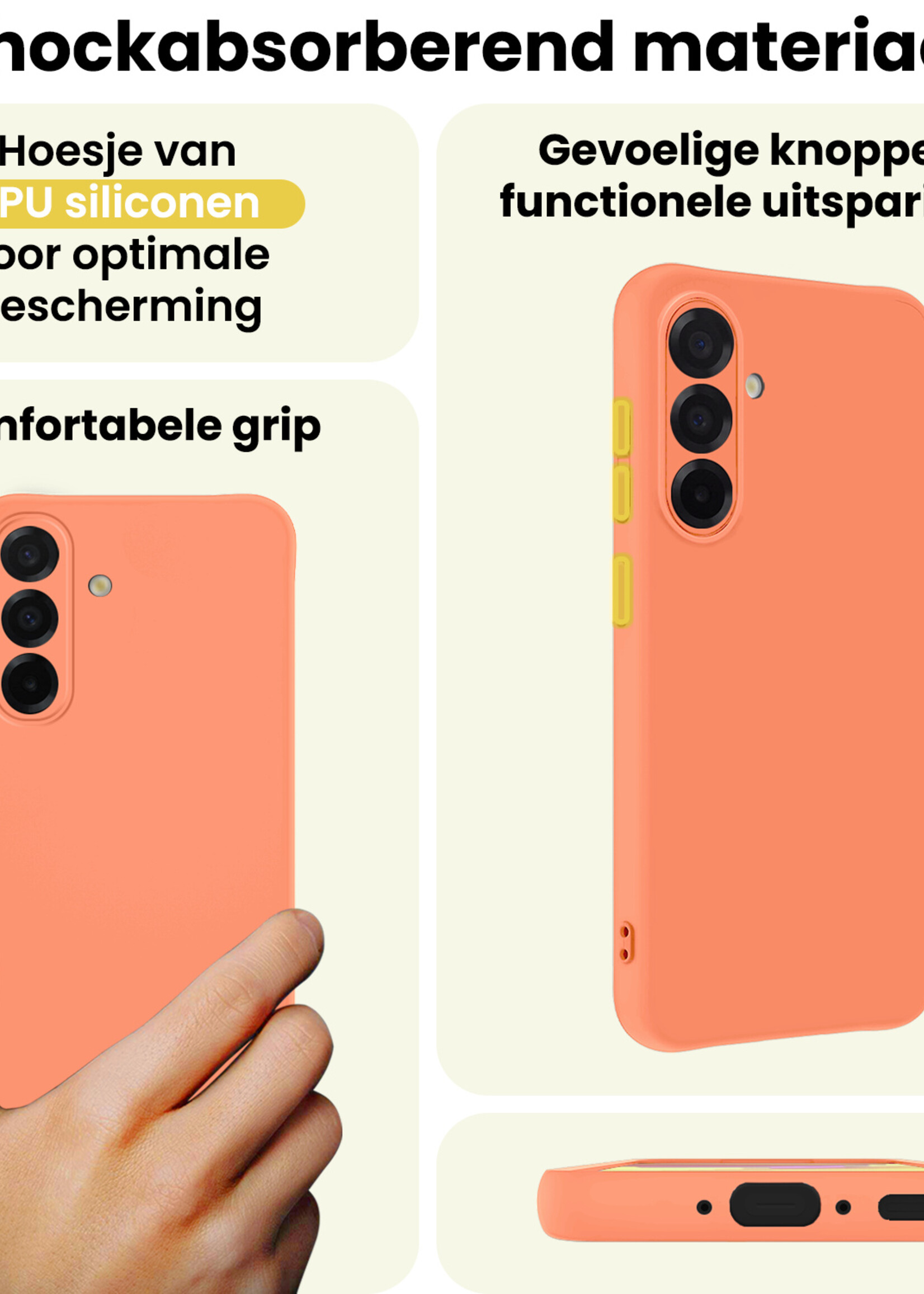 LUQ LUQ Samsung Galaxy A36 Hoesje Siliconen Met Screenprotector - Perzik