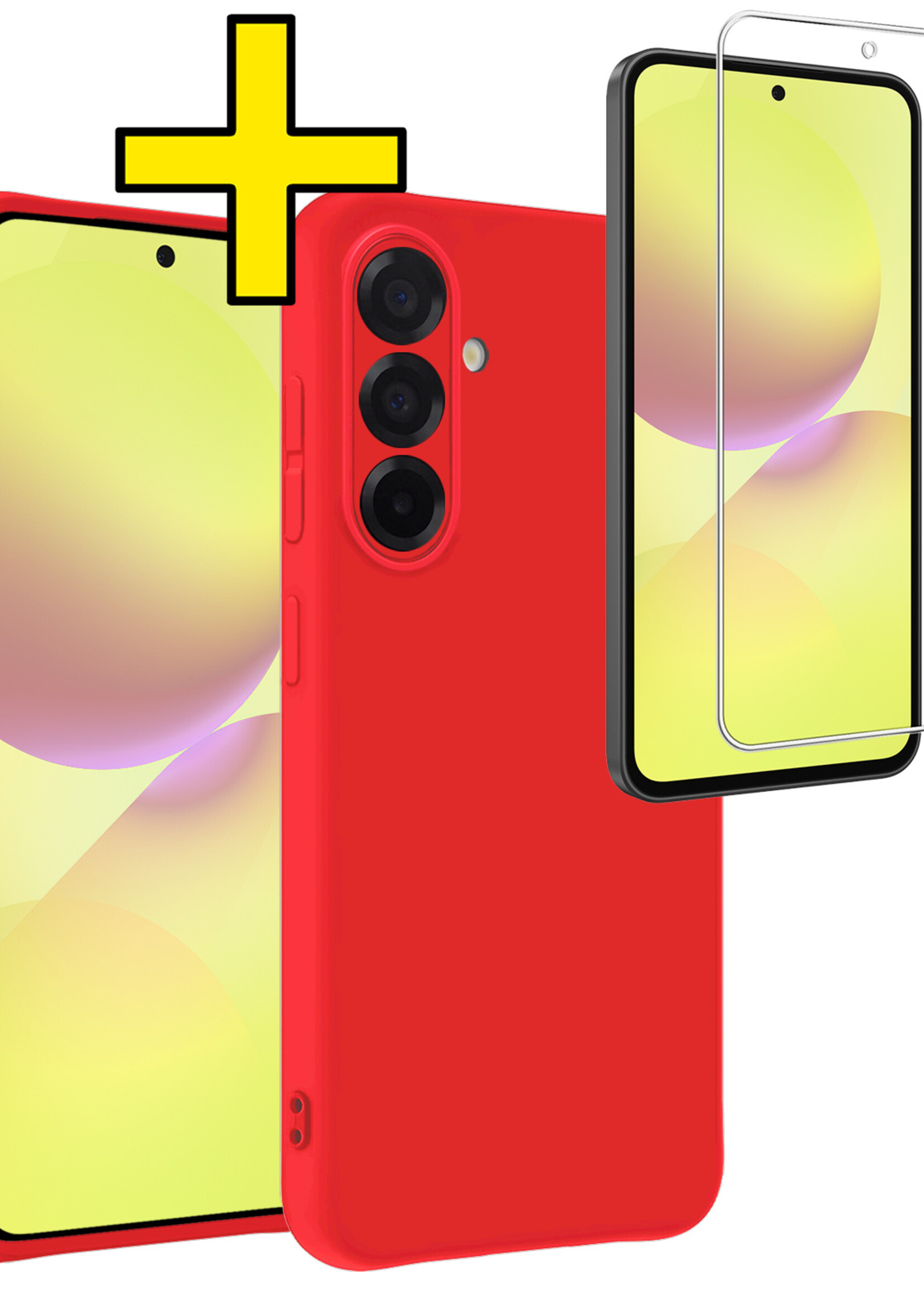 LUQ LUQ Samsung Galaxy A36 Hoesje Siliconen Met Screenprotector - Rood