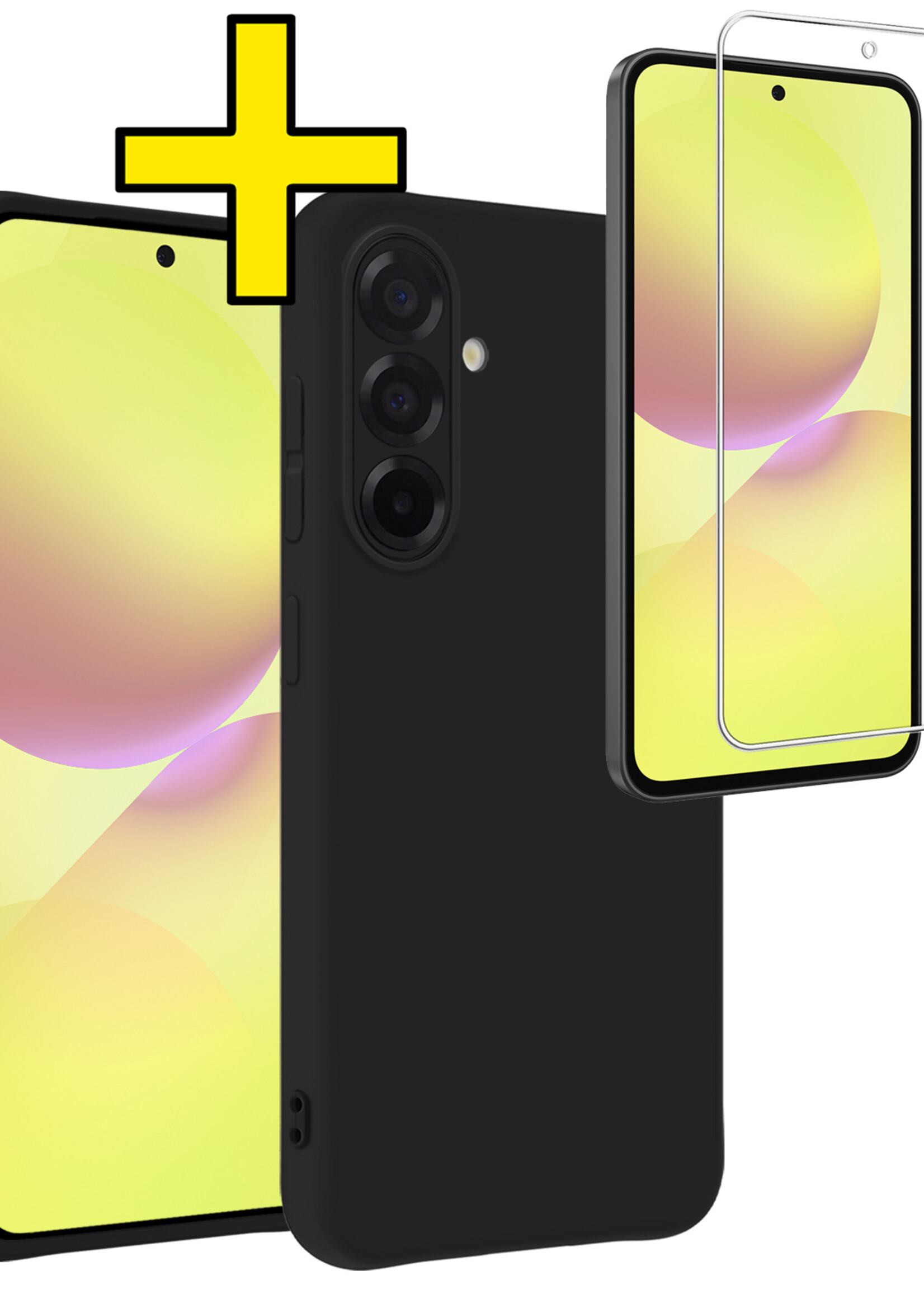 LUQ LUQ Samsung Galaxy A36 Hoesje Siliconen Met Screenprotector - Zwart