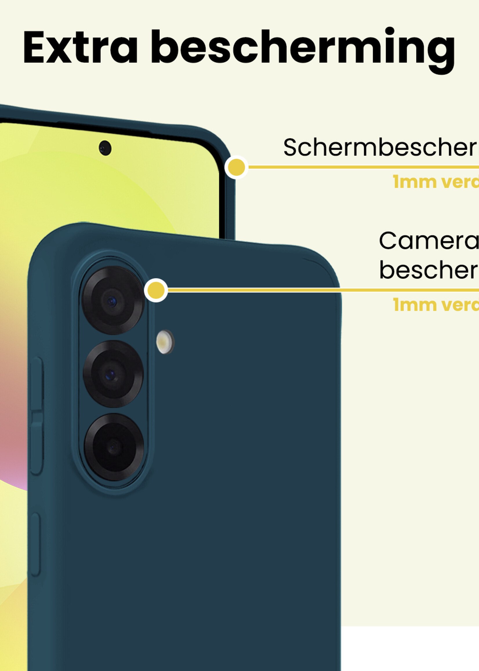 LUQ LUQ Samsung Galaxy A36 Hoesje Siliconen Met 2x Screenprotector - Donkerblauw