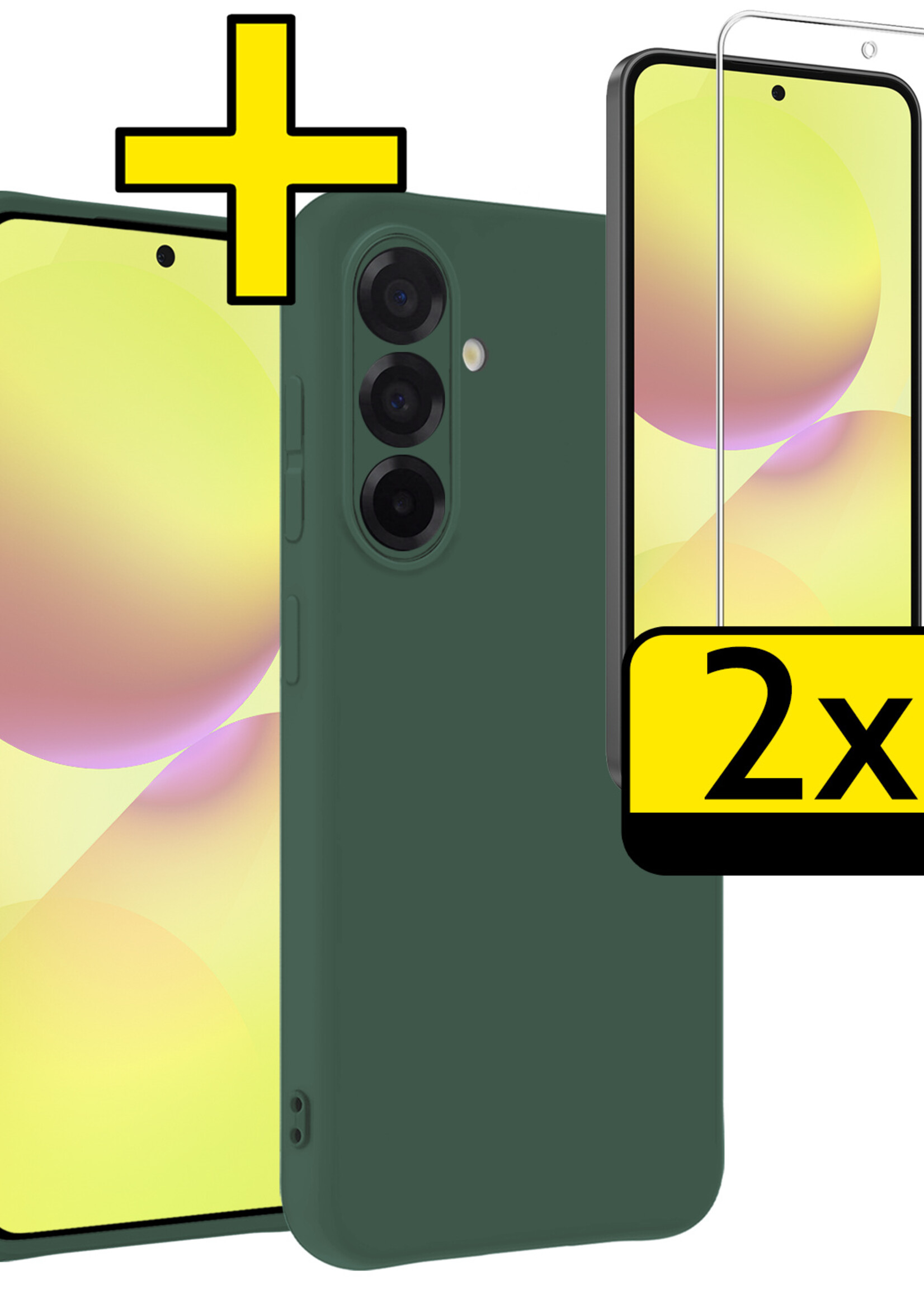 LUQ LUQ Samsung Galaxy A36 Hoesje Siliconen Met 2x Screenprotector - Donkergroen