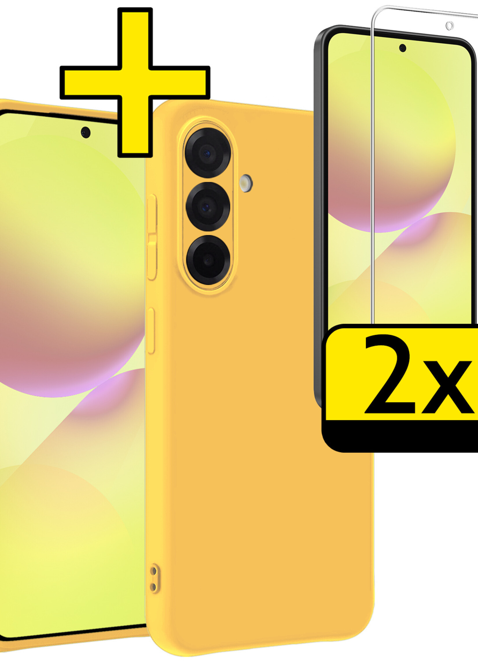 LUQ LUQ Samsung Galaxy A36 Hoesje Siliconen Met 2x Screenprotector - Geel