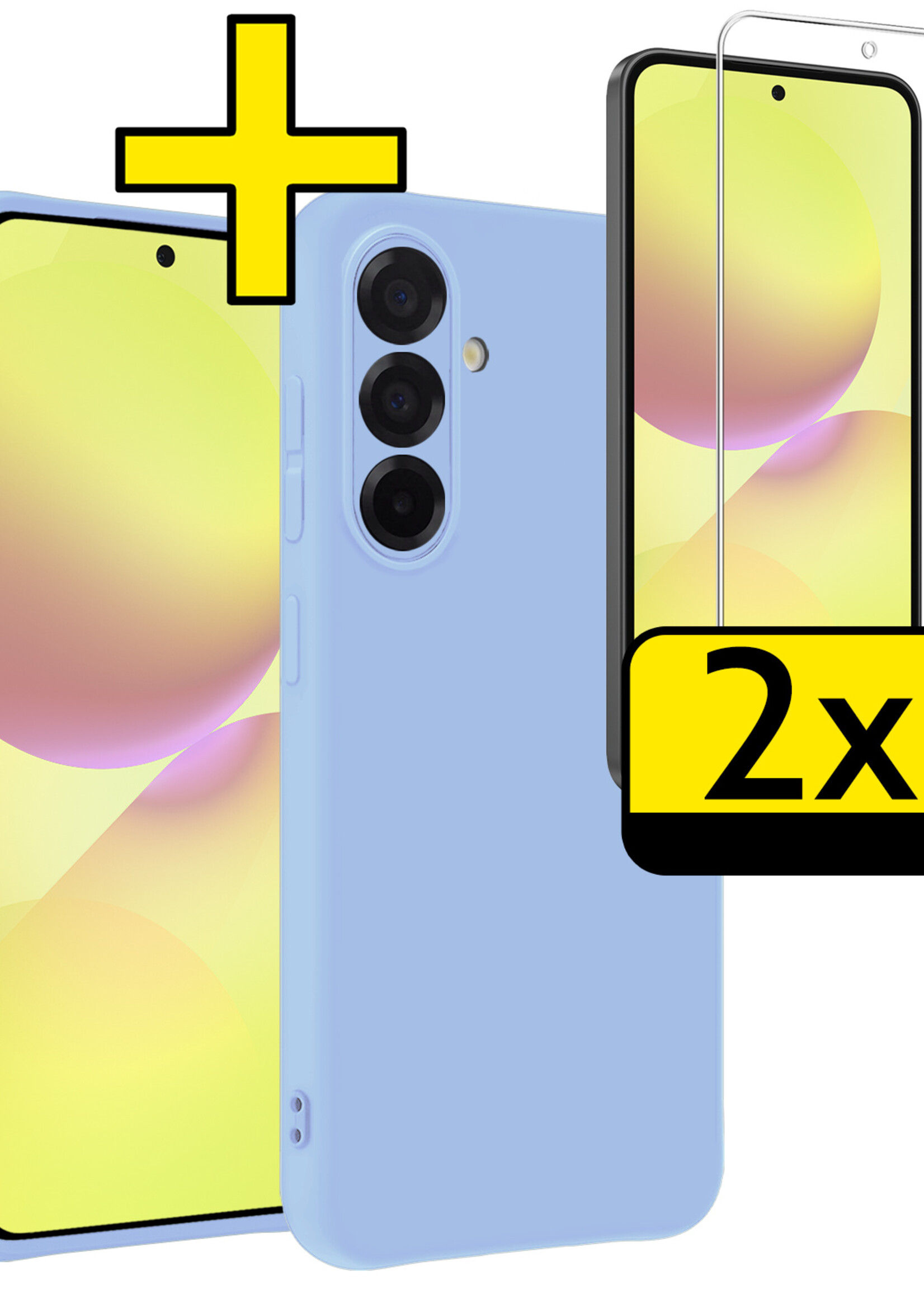 LUQ LUQ Samsung Galaxy A36 Hoesje Siliconen Met 2x Screenprotector - Lichtblauw