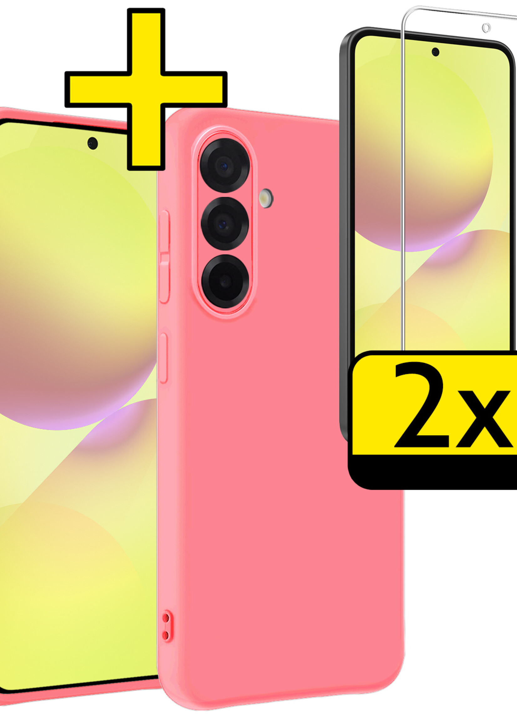 LUQ LUQ Samsung Galaxy A36 Hoesje Siliconen Met 2x Screenprotector - Lichtroze