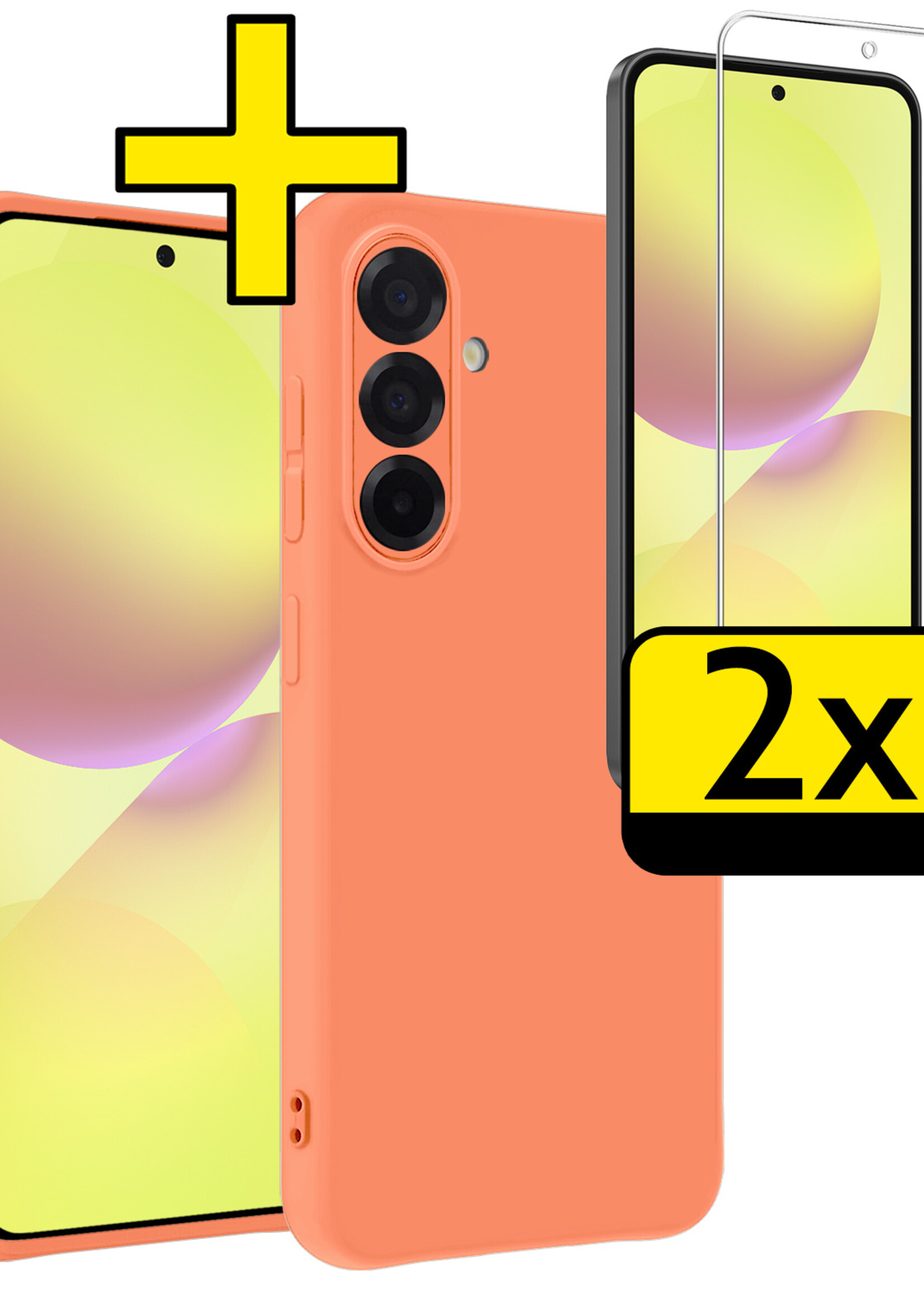 LUQ LUQ Samsung Galaxy A36 Hoesje Siliconen Met 2x Screenprotector - Perzik