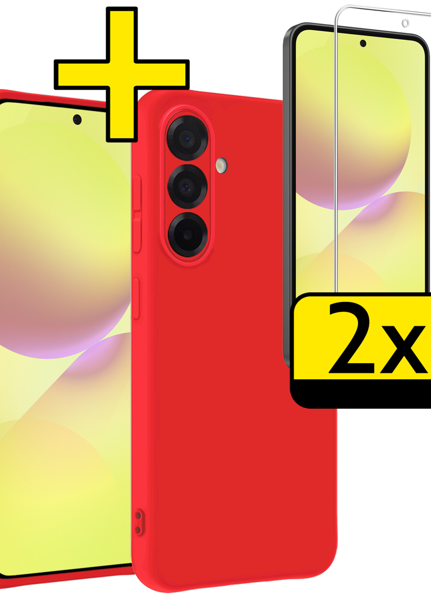 LUQ LUQ Samsung Galaxy A36 Hoesje Siliconen Met 2x Screenprotector - Rood