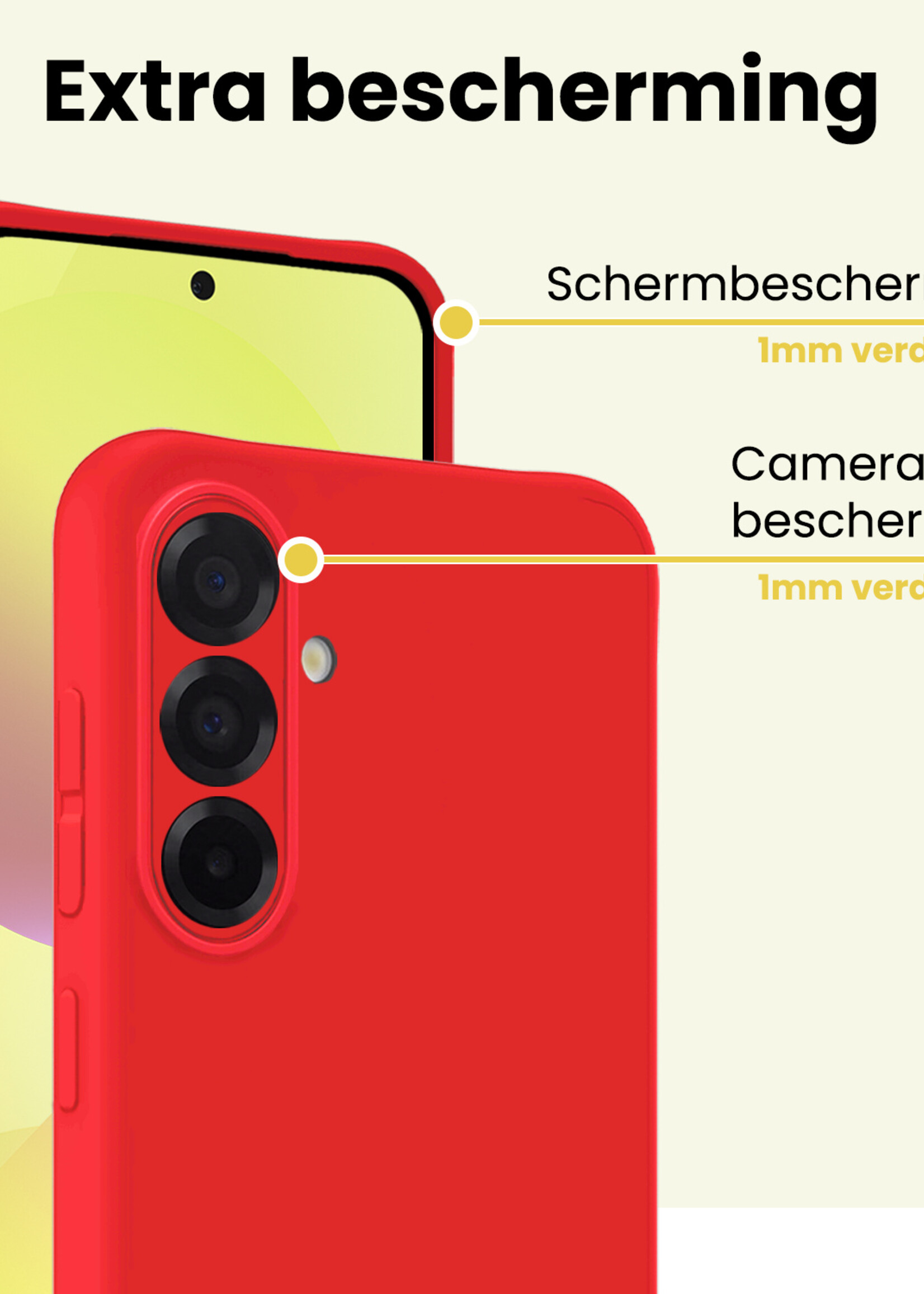 LUQ LUQ Samsung Galaxy A36 Hoesje Siliconen Met 2x Screenprotector - Rood