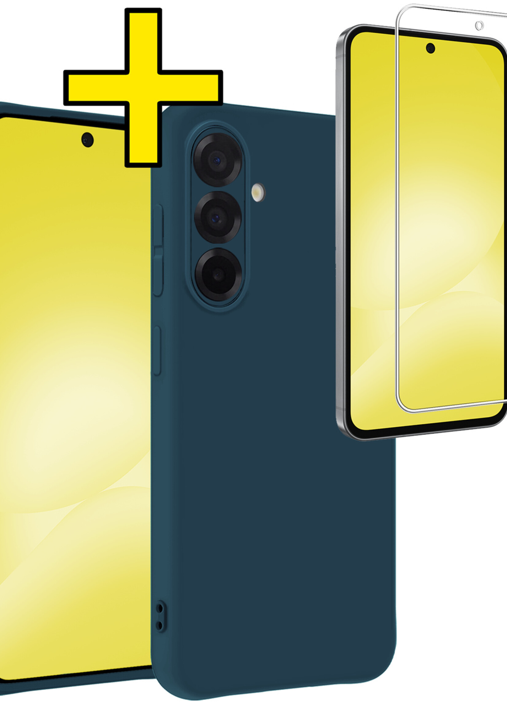 LUQ LUQ Samsung Galaxy A56 Hoesje Siliconen Met Screenprotector - Donkerblauw