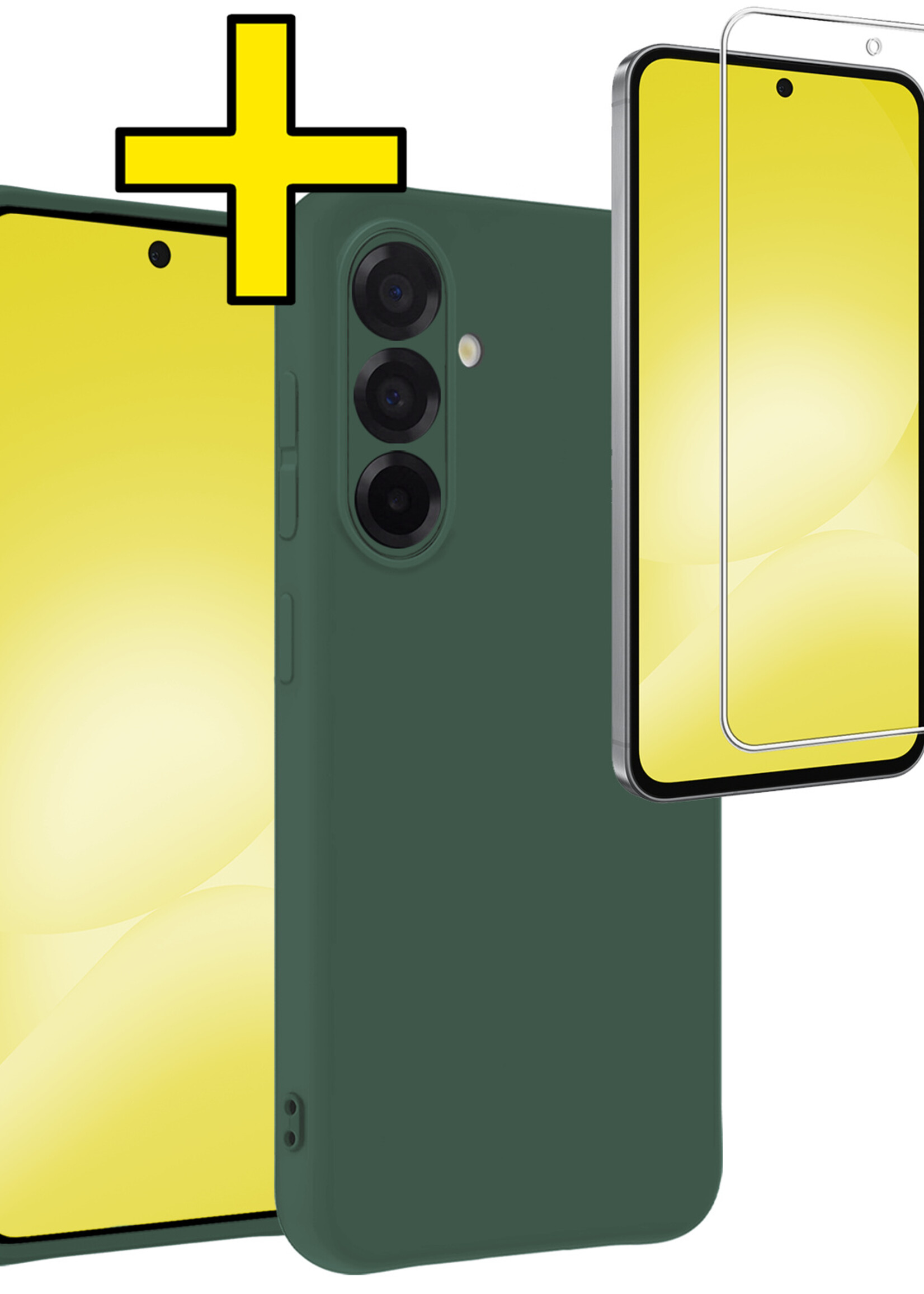 LUQ LUQ Samsung Galaxy A56 Hoesje Siliconen Met Screenprotector - Donkergroen